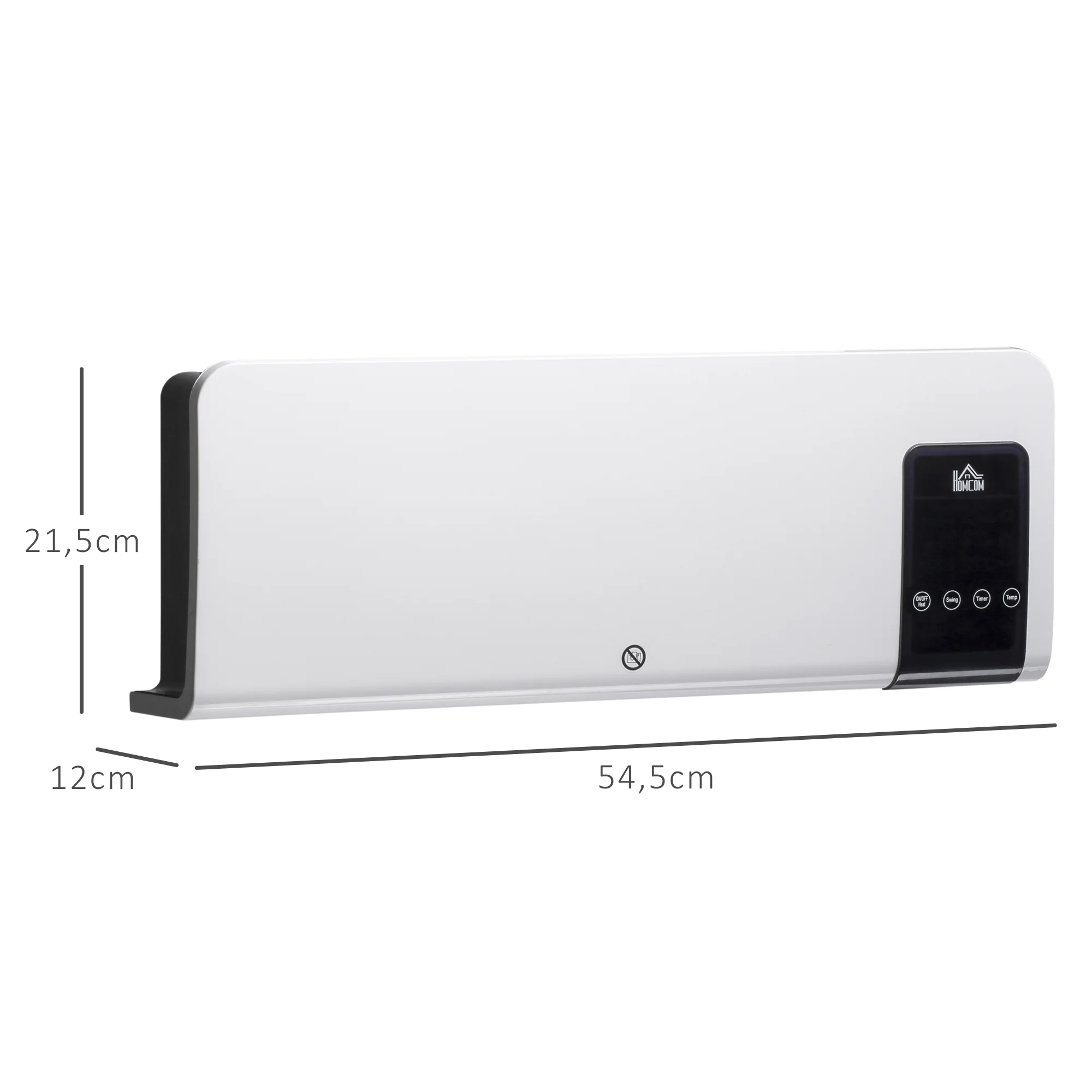 Radiateur soufflant mural chauffage céramique PTC - 1000 W / 2000 W oscillation minuterie avec télécommande blanc - Image 4