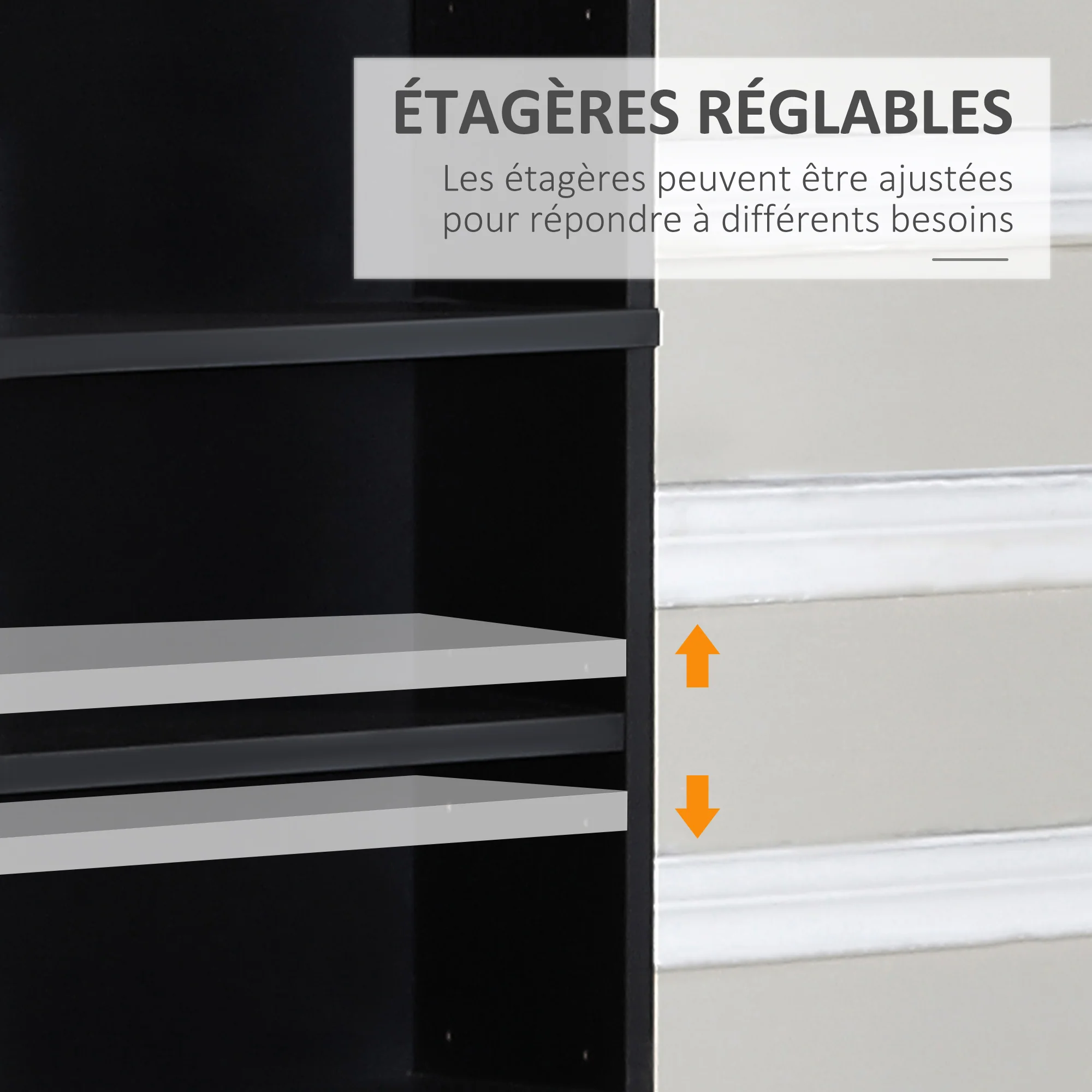 Rangements pour CD et DVD, étagère rangement, capacité max. 1116 CD/528 DVD, 36 compartiments et étagères réglables, pour bureau, salon, chambre, 102 x 23,5 x 195 cm, noir - Image 6