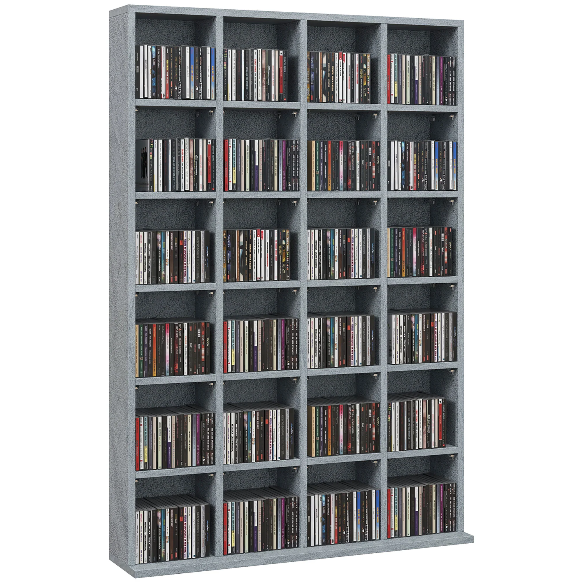 Rangements pour CD et DVD, meuble de rangement multimédia avec 24 compartiments, capacité max. 456 CD/ 336 DVD, bibliothèque en bois avec étagères réglables, 89 x 20 x 130,5 cm, gris - Image 11