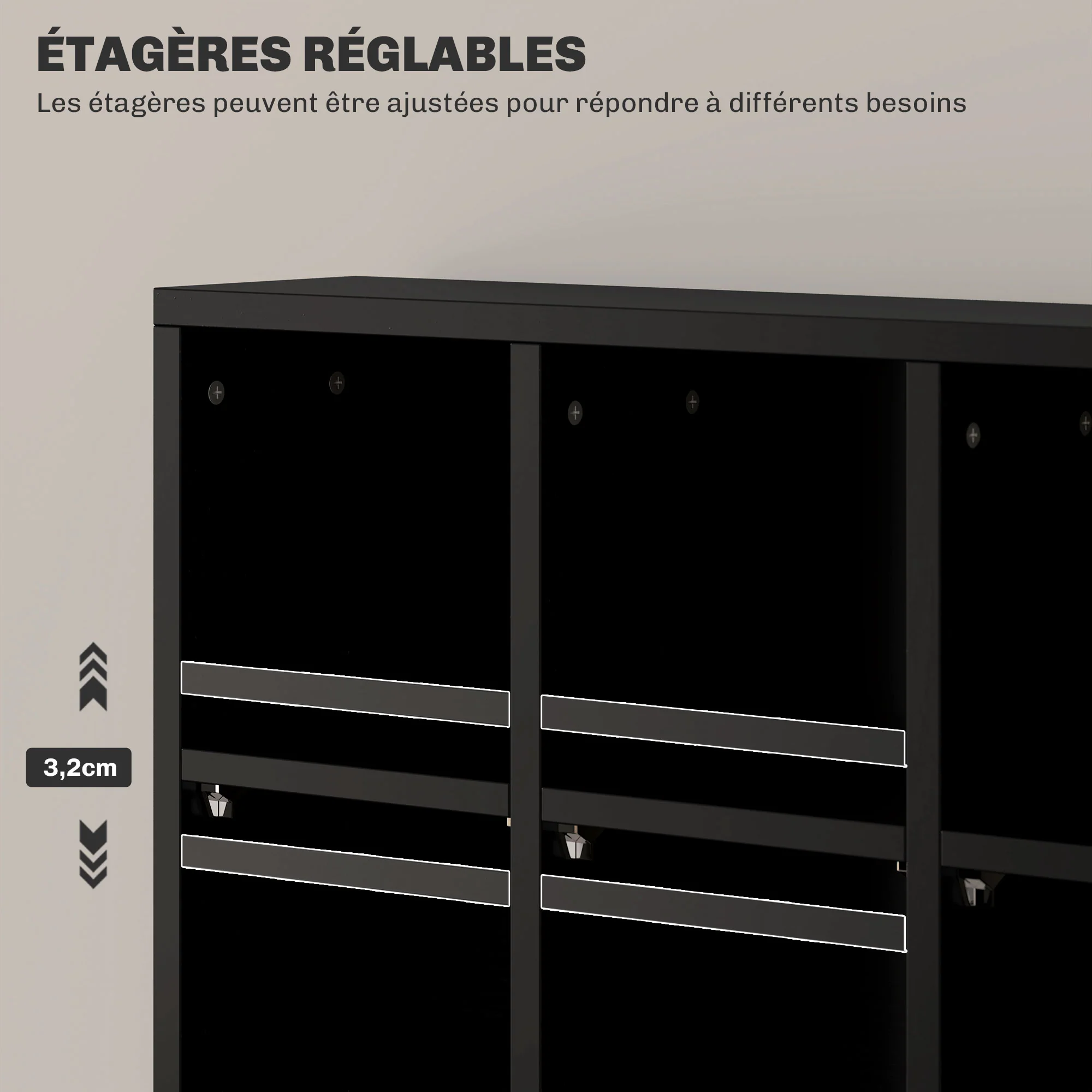 Rangements pour CD et DVD, meuble de rangement multimédia avec 24 compartiments, capacité max. 456 CD/ 336 DVD, bibliothèque en bois avec étagères réglables, 89 x 20 x 130,5 cm, noir - Image 6