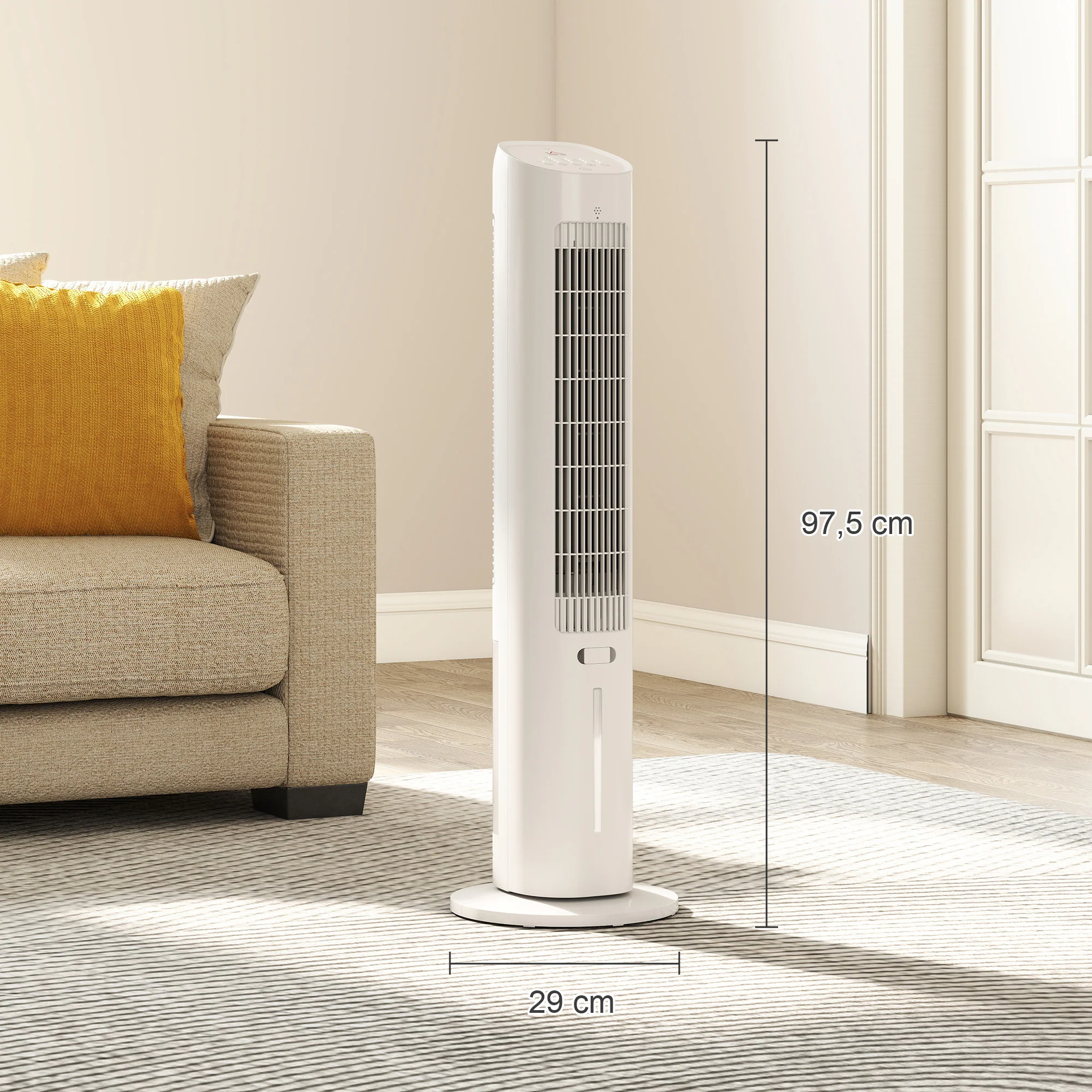 Refroidisseur d'air colonne 3 en 1 refroidisseur humidificateur et ventilateur, oscillation 48°, 3 vitesses 3 modes, réservoir d'eau 3L, blocs de glace, télécommande, pour chambre bureau, blanc - Image 4