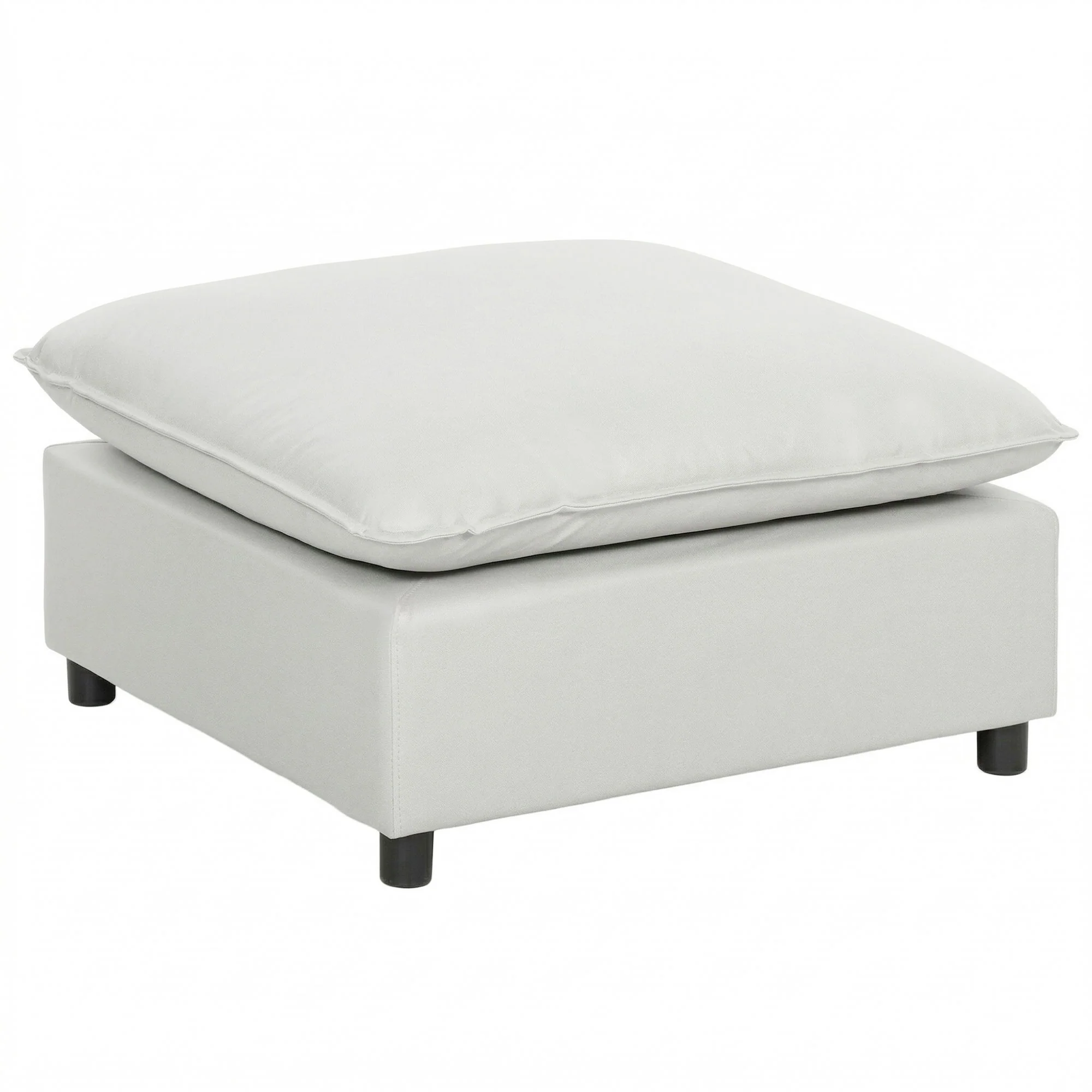 Repose pied salon carré, ottoman, siège rembourré avec pieds en plastique, pouf salon pour chambre à coucher, entrée, 75 x 75 x 40 cm, gris - Image 12