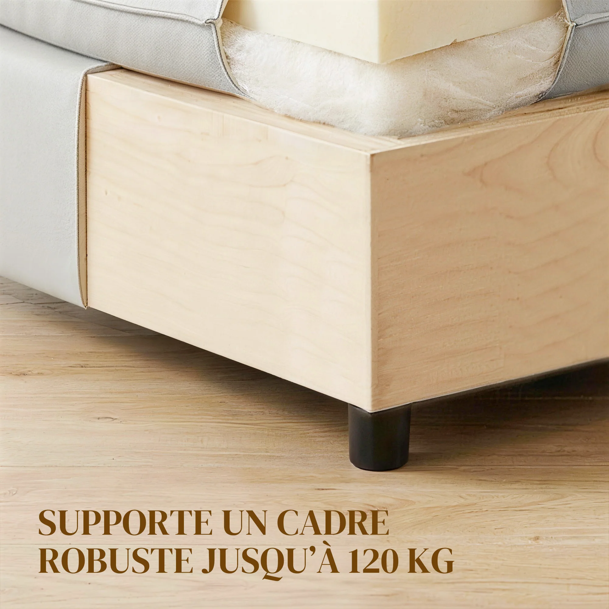 Repose pied salon carré, ottoman, siège rembourré avec pieds en plastique, pouf salon pour chambre à coucher, entrée, 75 x 75 x 40 cm, gris - Image 8