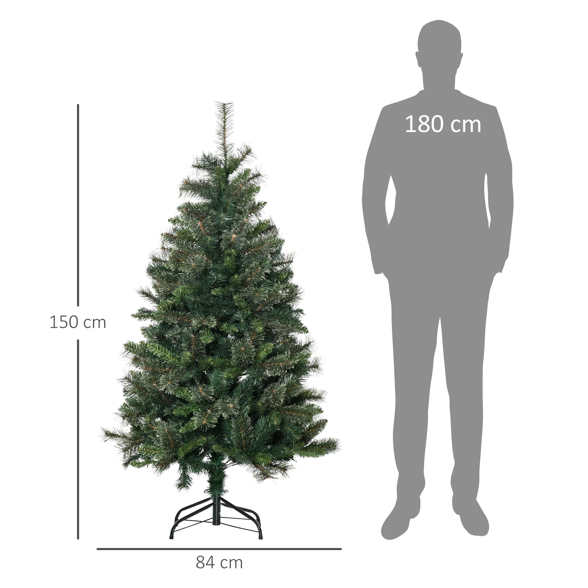Sapin arbre de Noël artificiel 150 cm 665 branches + support pied vert - Image 4