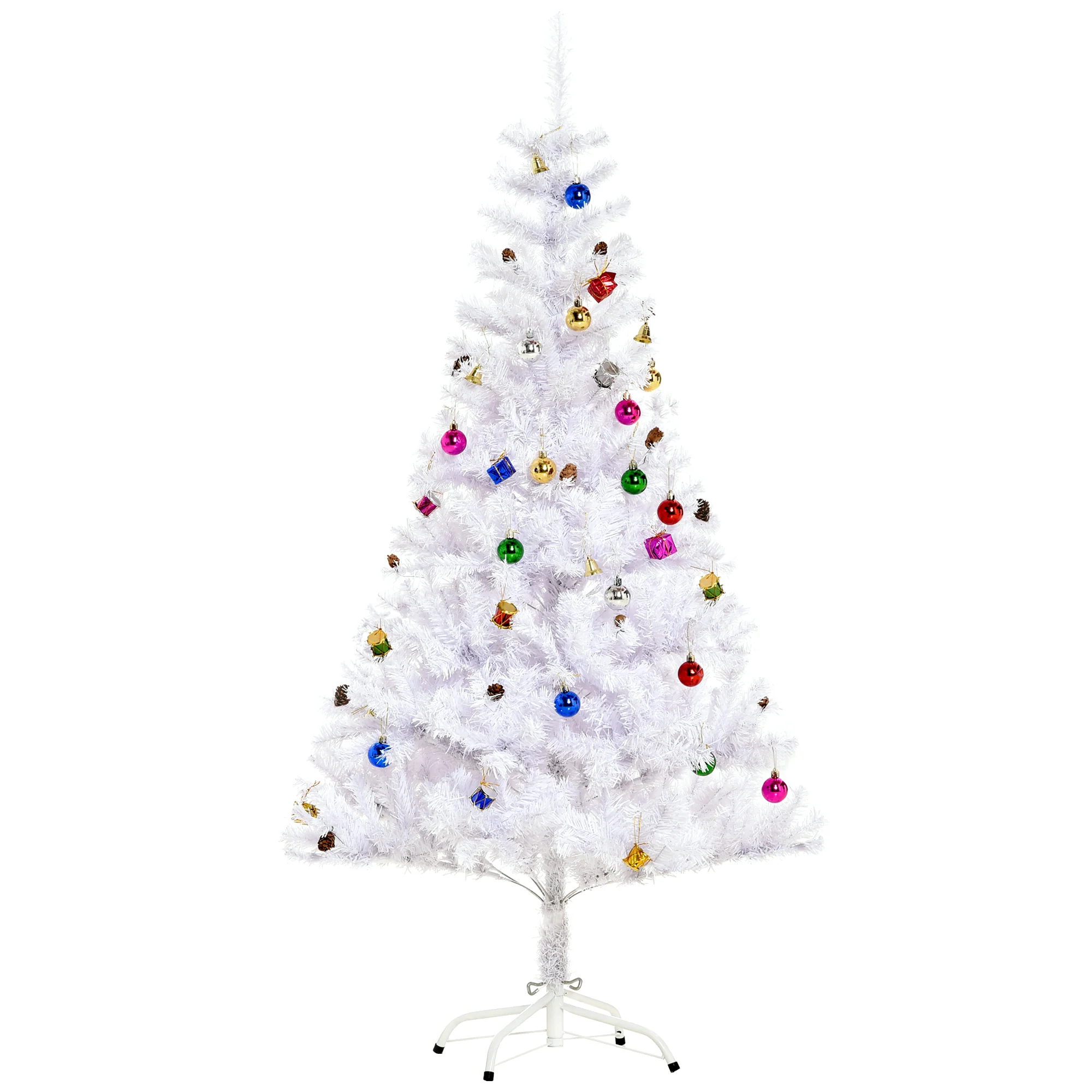 Sapin Arbre de No?l Artificiel Blanc 150 cm 680 Branches avec Nombreux Accessoires variés - Image 11