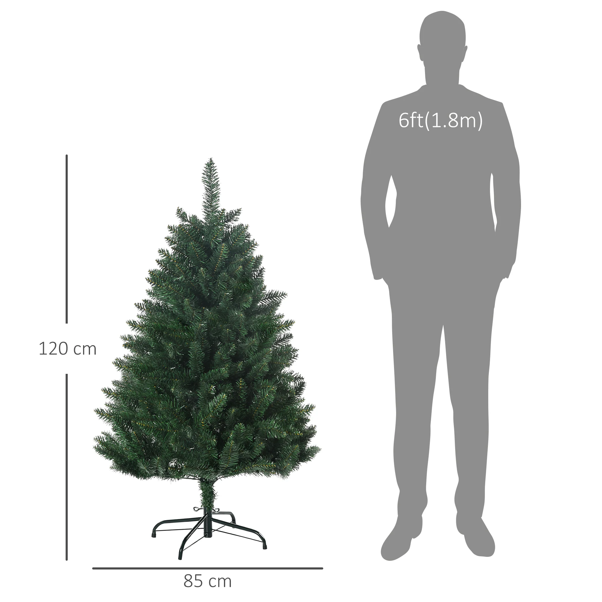 Sapin de No?l artificiel 120H cm 305 branches avec pied croix acier amovible - vert - Image 4