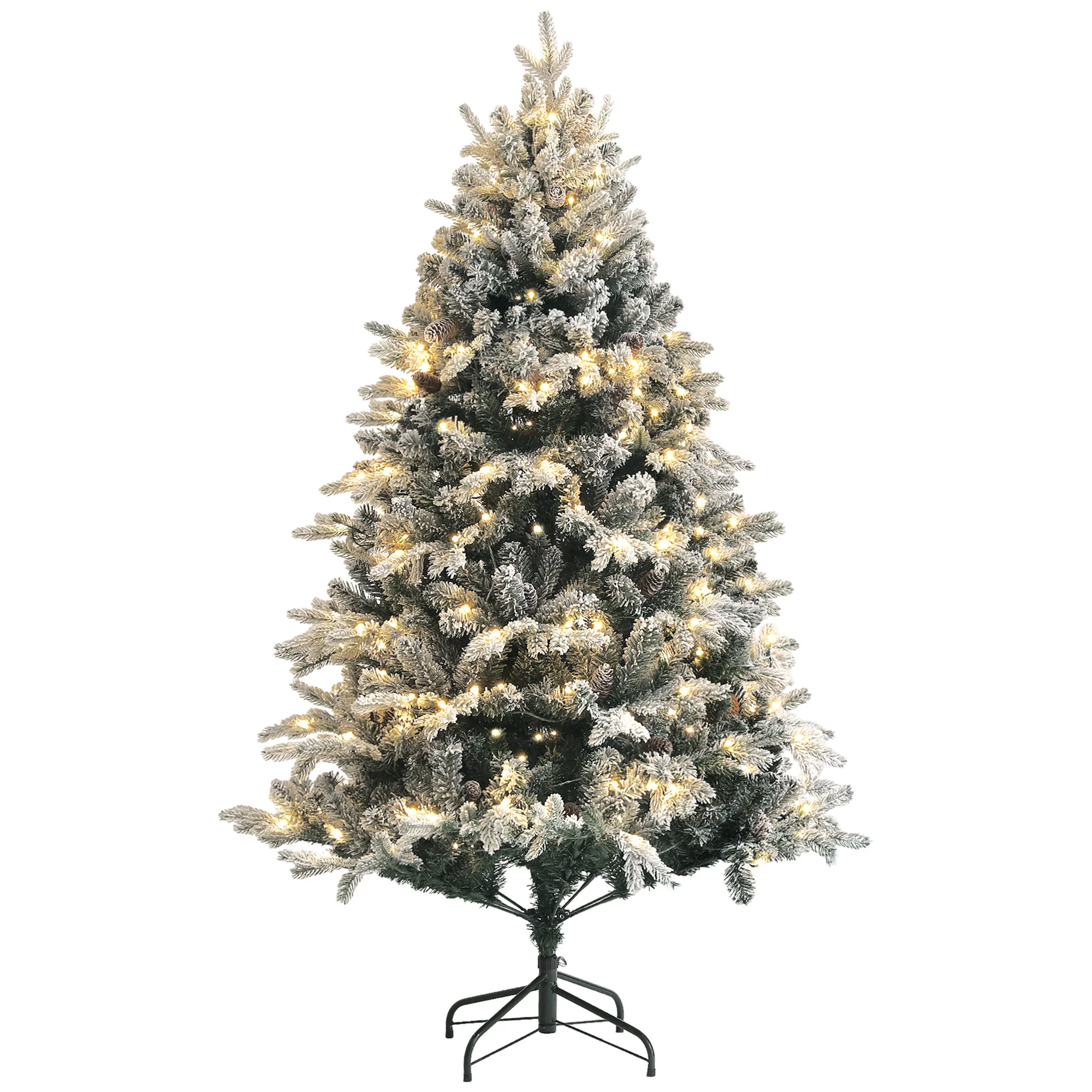 Sapin de No?l artificiel 180 cm arbre de No?l lumineux floqué enneigé avec support en acier pliable, 200 LEDs blanc chaud, 793 branches, décoration de No?l effet réaliste - vert - Image 10