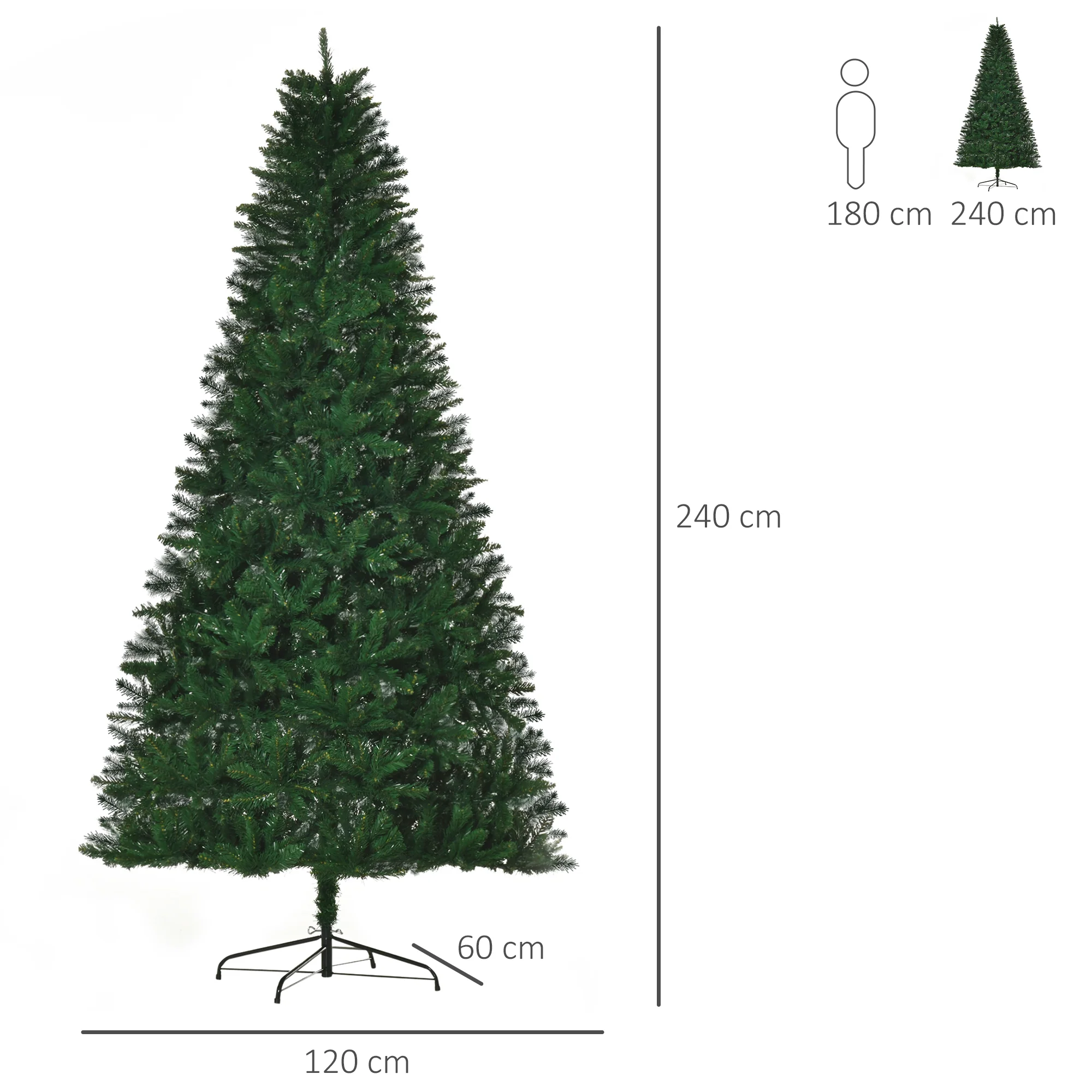 Sapin de No?l Artificiel 240H cm 1499 Branches épines Imitation Nordmann Grand réalisme Vert - Image 4
