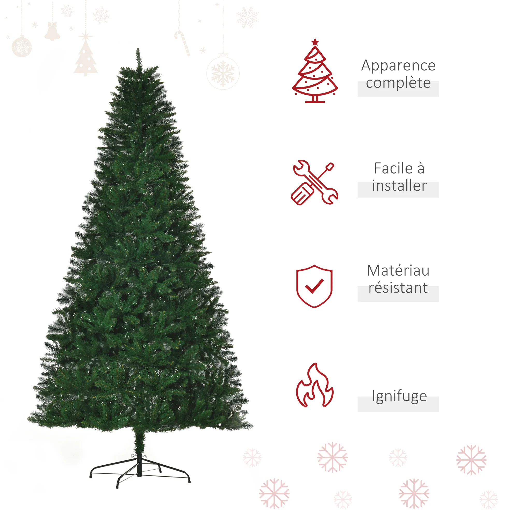 Sapin de No?l Artificiel 240H cm 1499 Branches épines Imitation Nordmann Grand réalisme Vert - Image 5