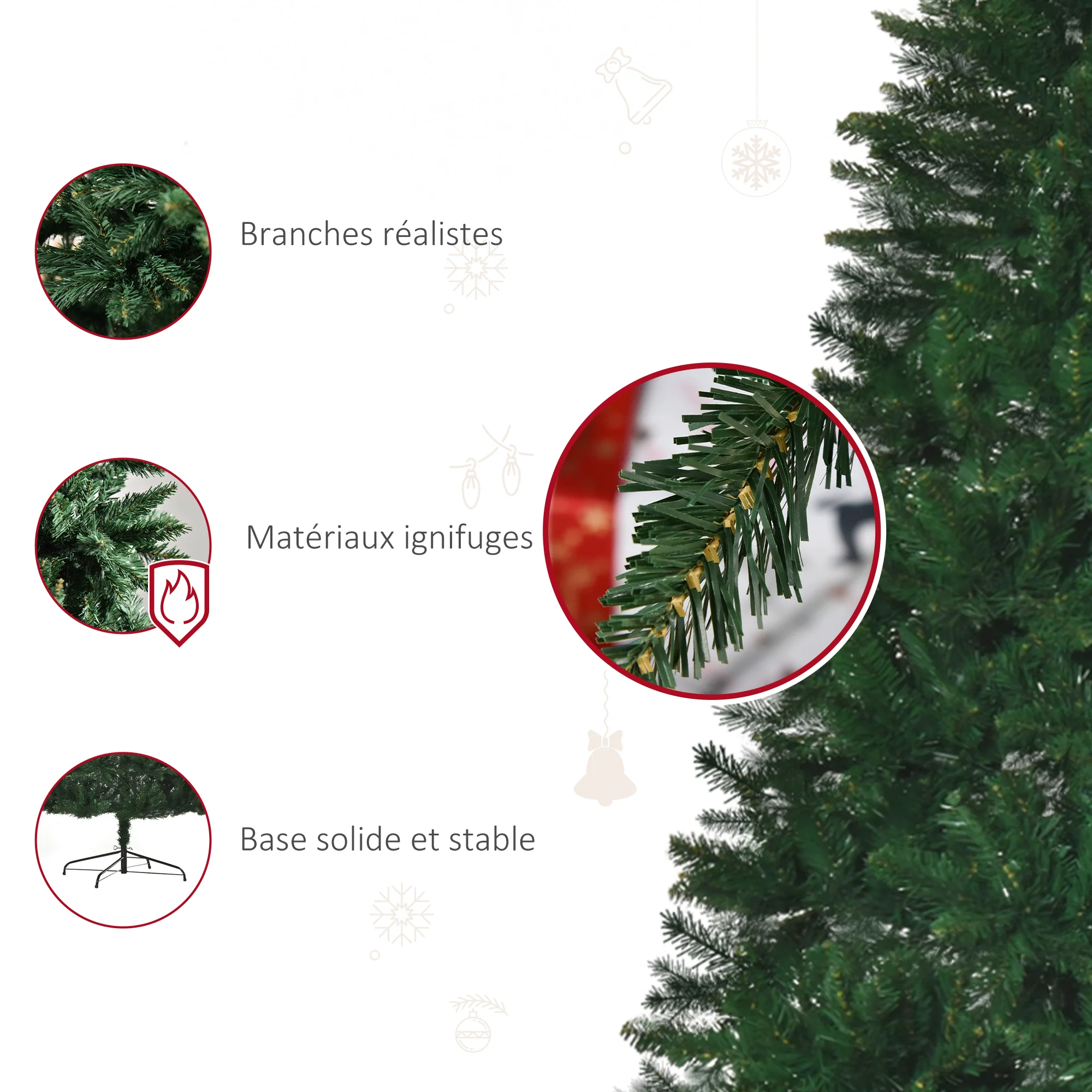 Sapin de No?l Artificiel 240H cm 1499 Branches épines Imitation Nordmann Grand réalisme Vert - Image 8