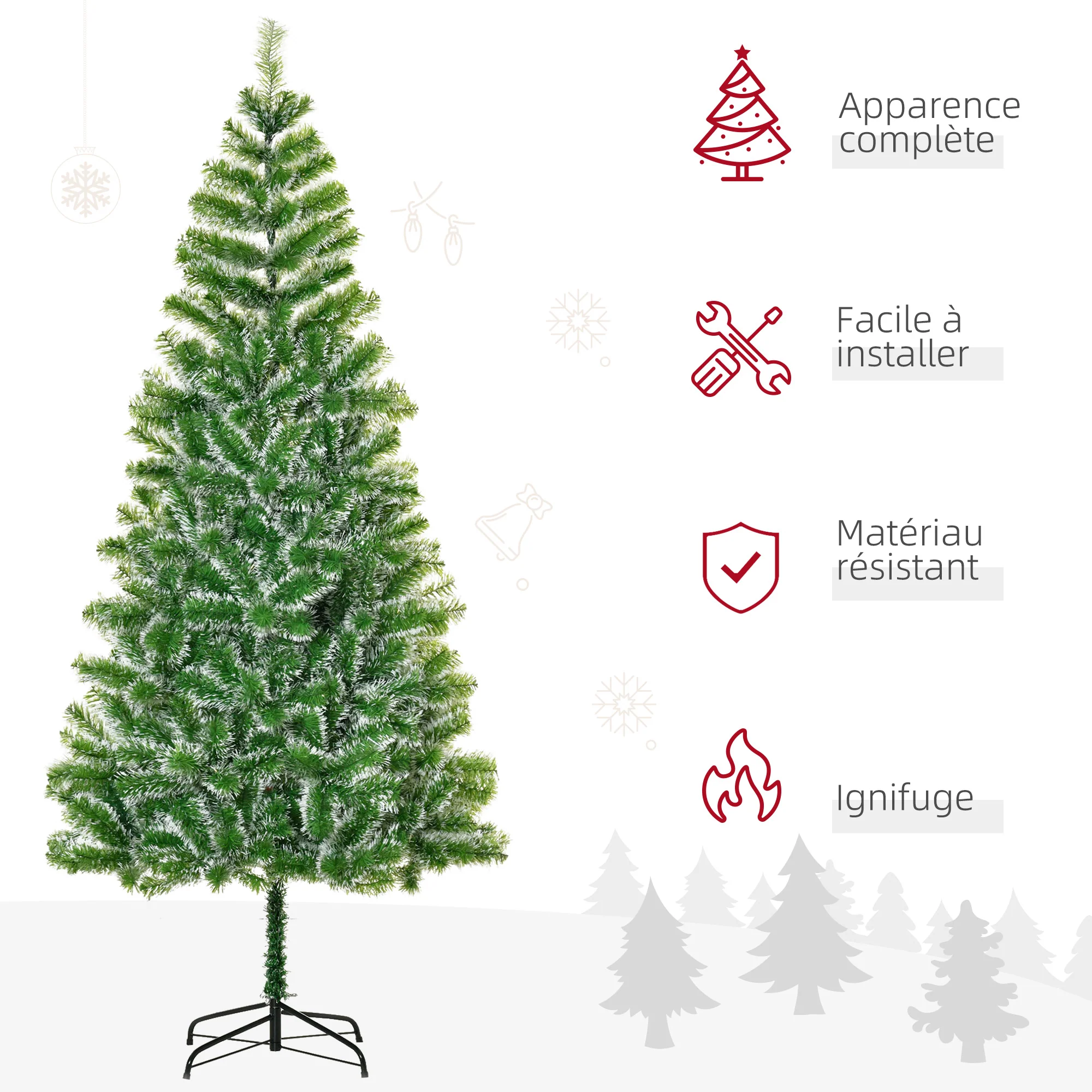 Sapin de No?l Artificiel Aspect enneigé 210 cm 968 Branches épines Imitation Nordmann Grand réalisme - Image 5