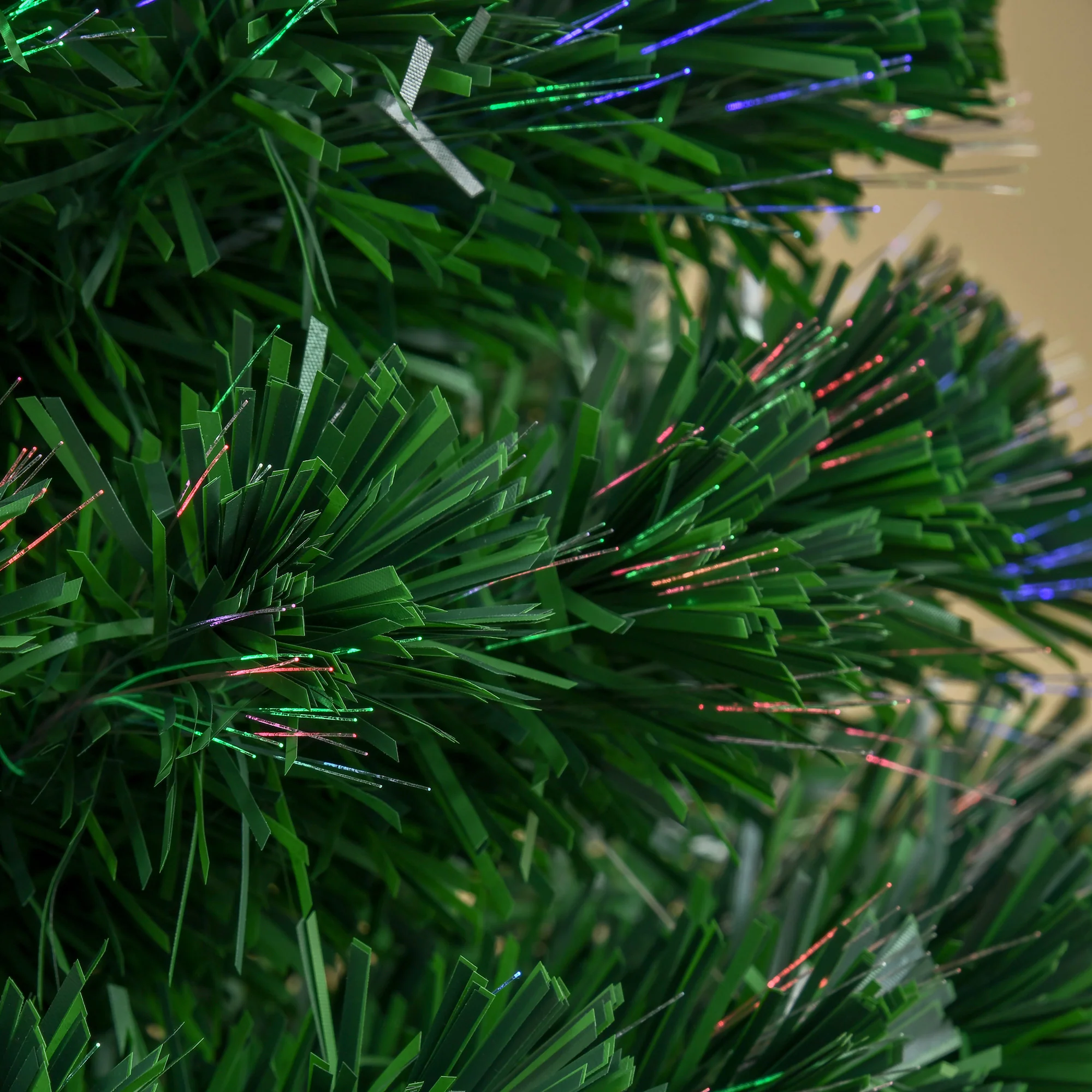 Sapin de No?l Artificiel Lumineux 150H cm Fibre Optique Multicolore + Support Pied 180 Branches étoile Sommet Brillante Vert - Image 10