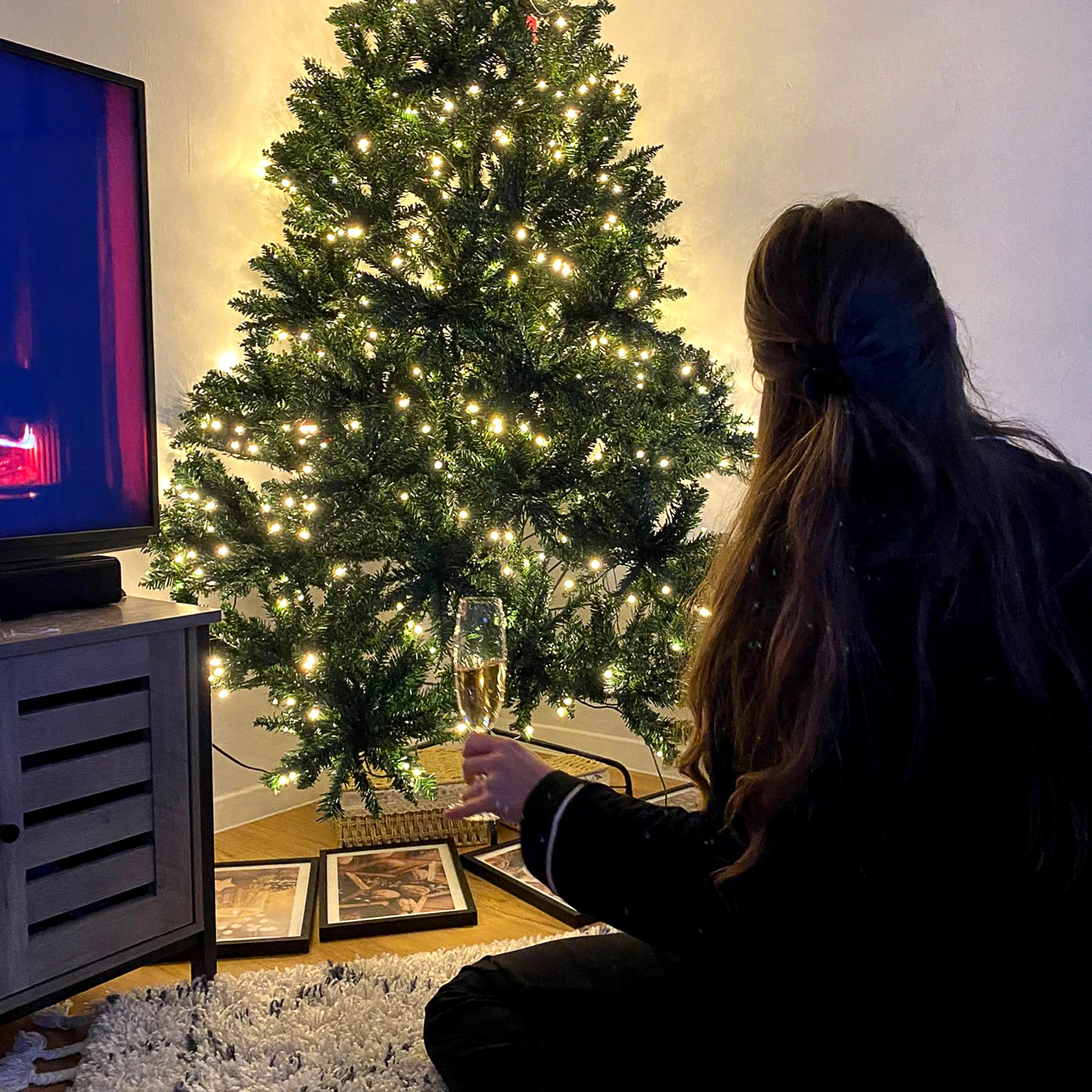 Sapin de No?l Artificiel Lumineux 210H cm LED x 700 Blanc Chaud + Support Pied 2154 Branches Vert - Image 10