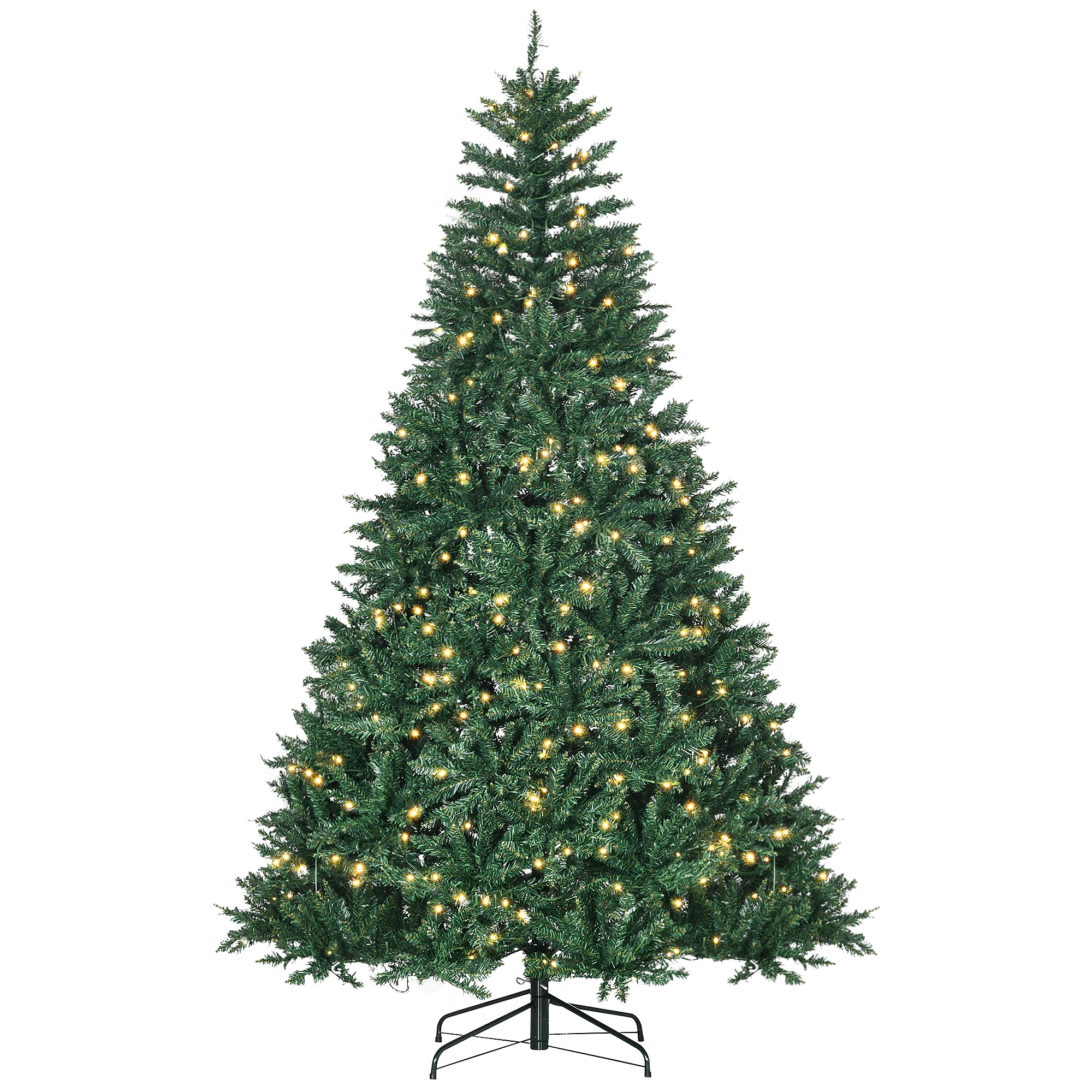 Sapin de No?l Artificiel Lumineux 210H cm LED x 700 Blanc Chaud + Support Pied 2154 Branches Vert - Image 2