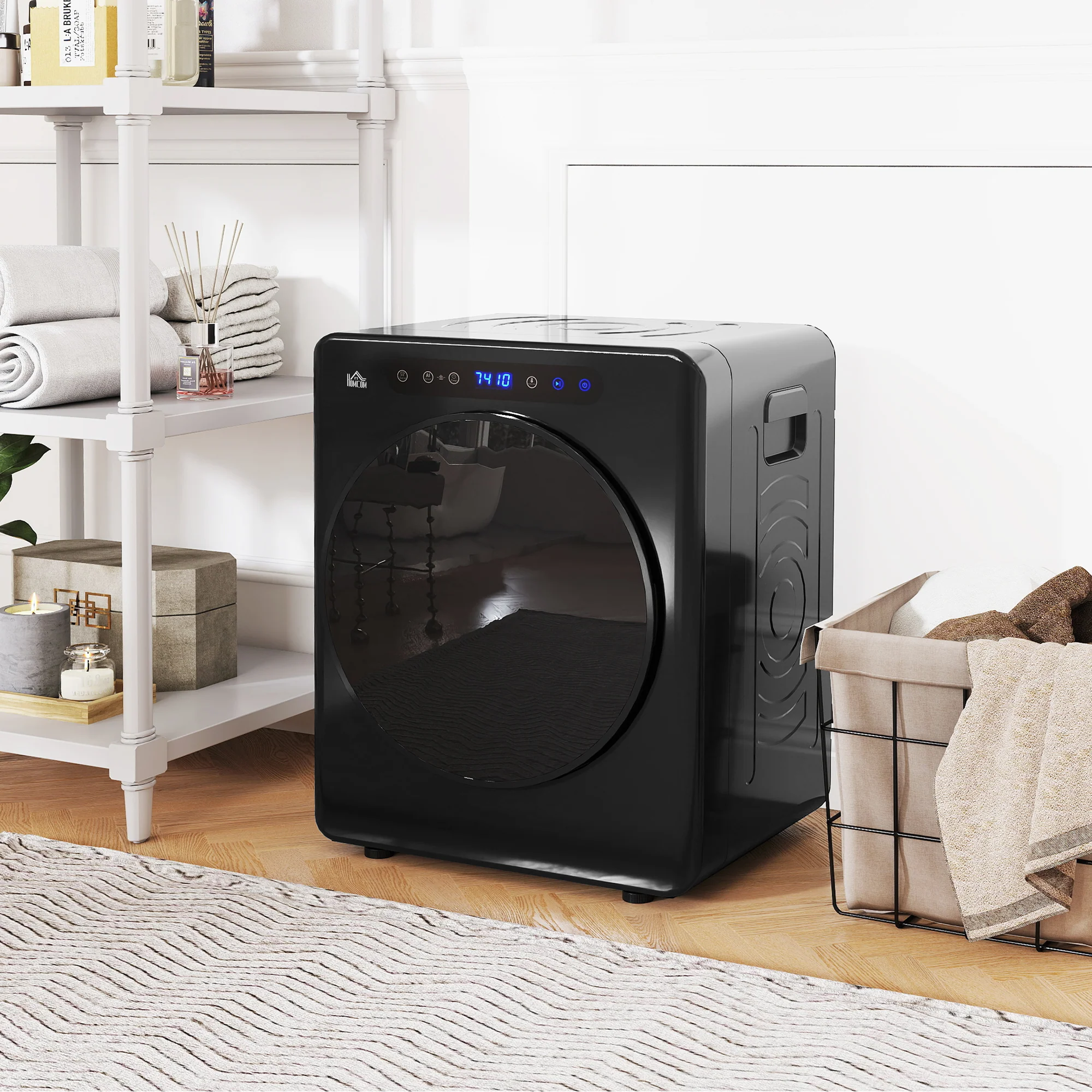 Sèche linge à évacuation compact, sèche-linge électrique 1000 W 3 Kg avec 6 modes de séchage, cuve en acier inoxydable, charge frontale, minuterie, pour appartement, maison, camping-cars, noir - Image 3