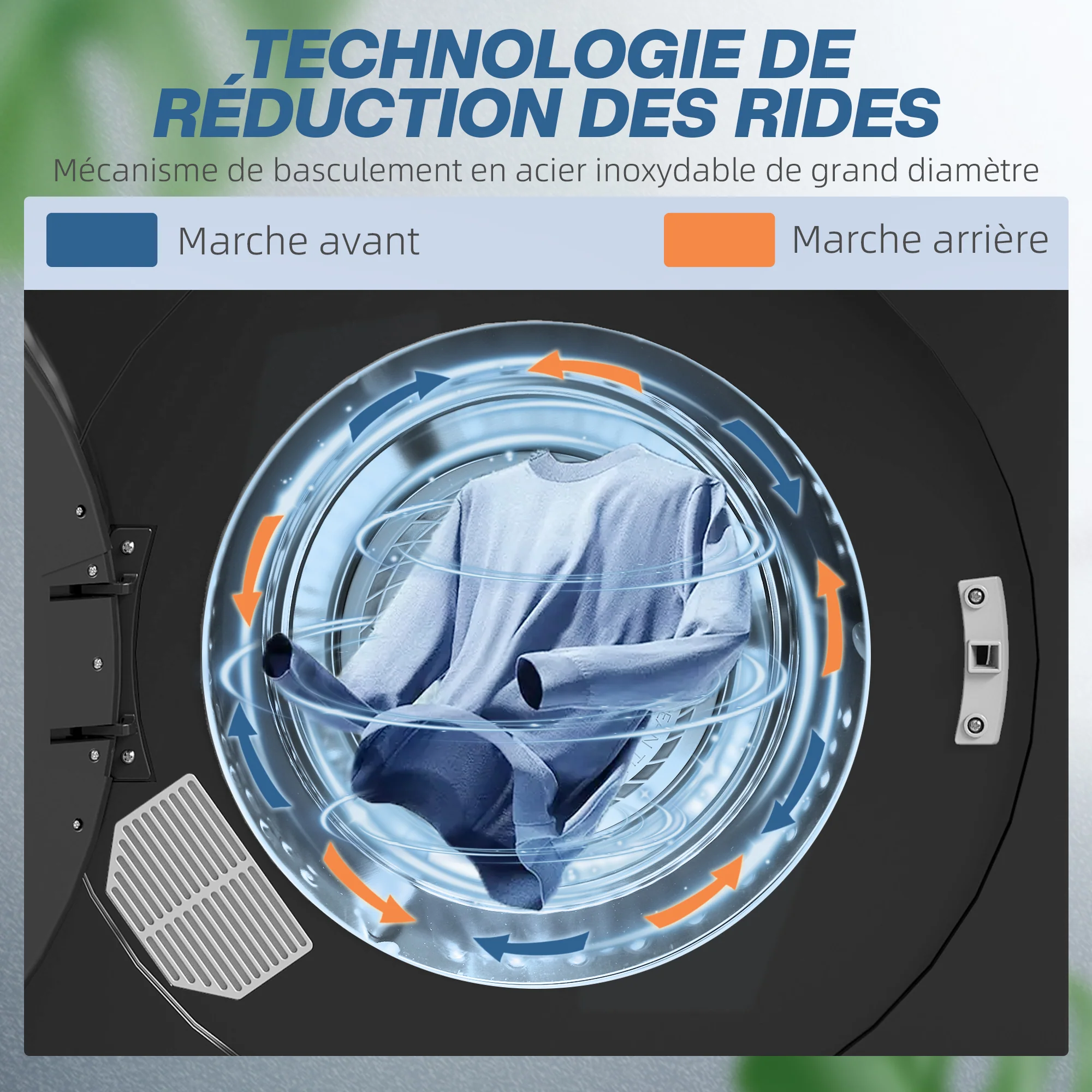 Sèche linge à évacuation compact, sèche-linge électrique 1000 W 3 Kg avec 6 modes de séchage, cuve en acier inoxydable, charge frontale, minuterie, pour appartement, maison, camping-cars, noir - Image 7