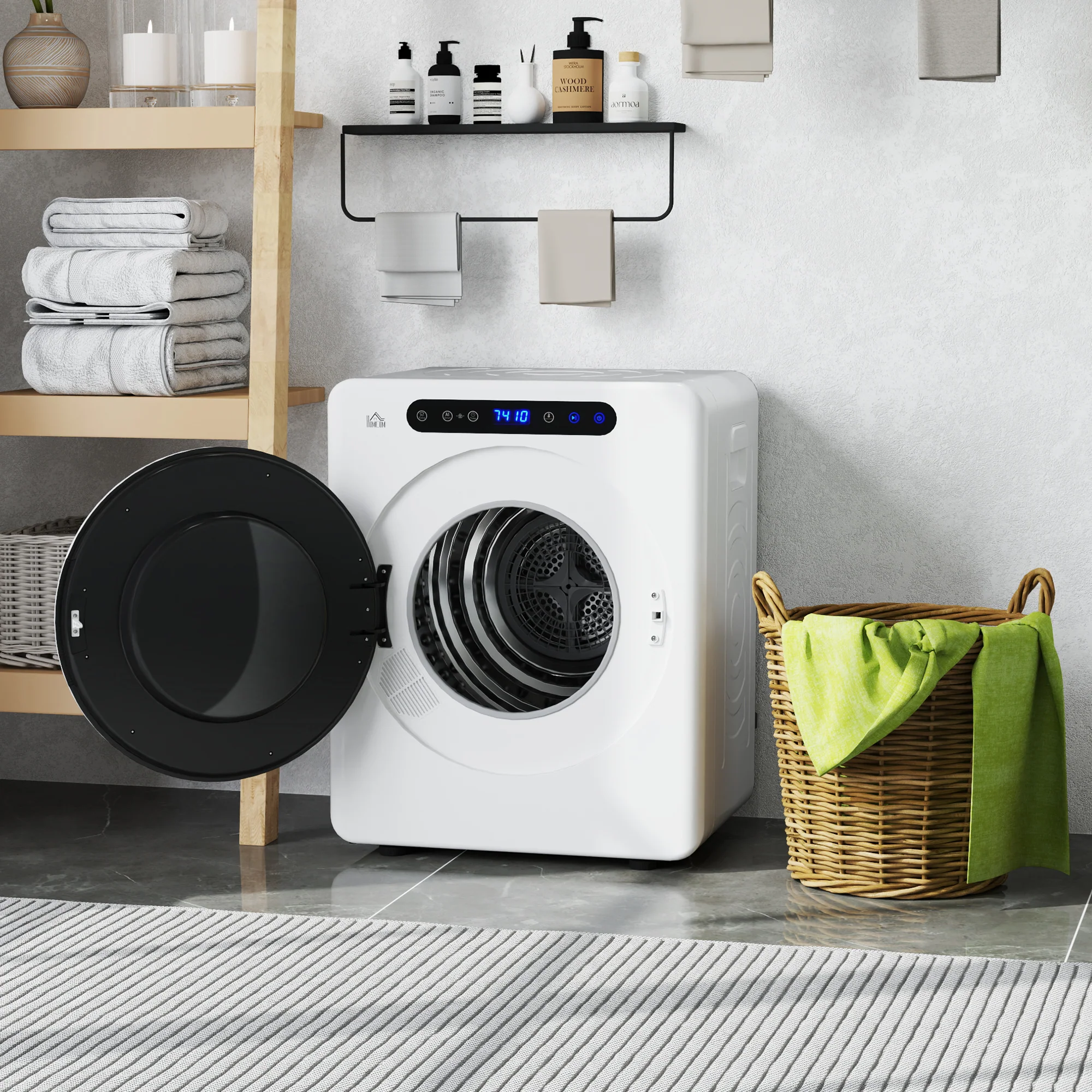 Sèche linge à évacuation compact, sèche-linge électrique 1000 W 3 Kg avec 6 modes de séchage, cuve en acier inoxydable, charge frontale, minuterie, pour appartement, maison, camping-cars, blanc - Image 10