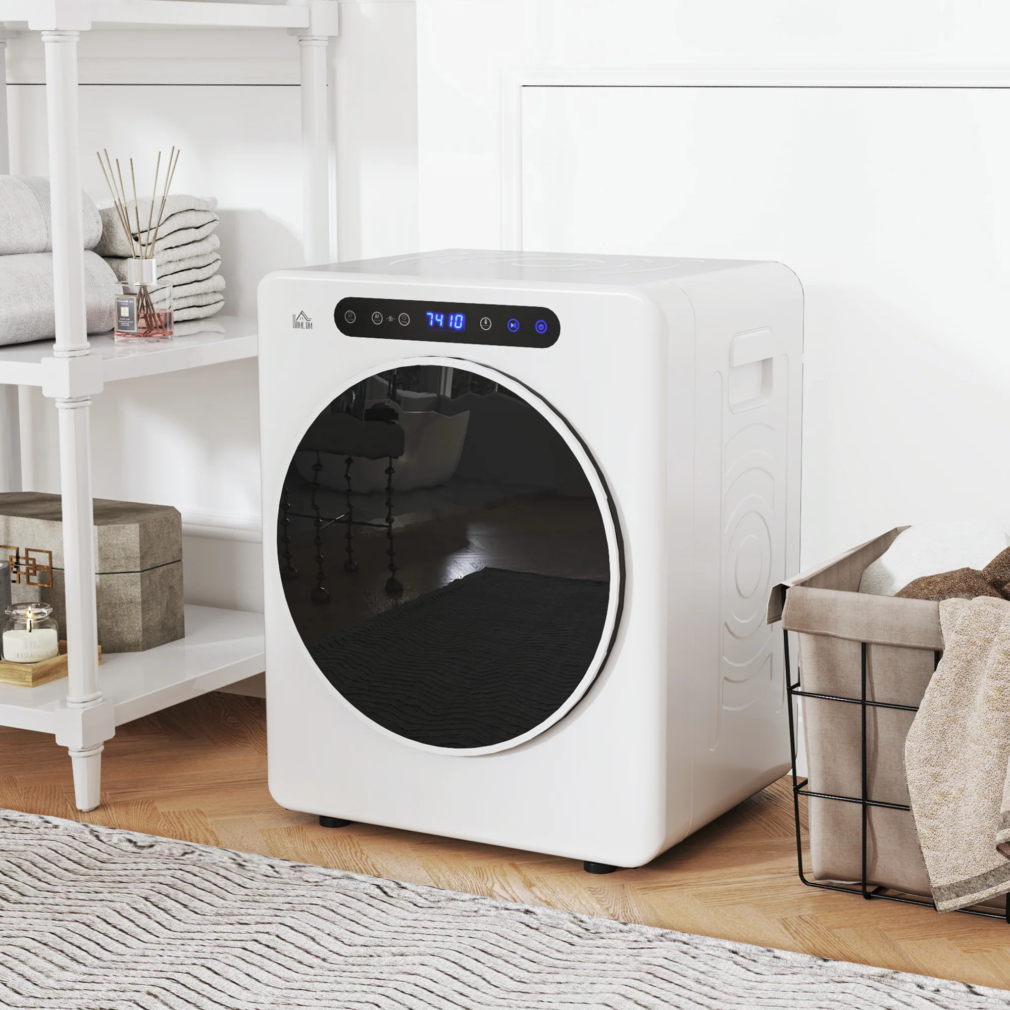 Sèche linge à évacuation compact, sèche-linge électrique 1000 W 3 Kg avec 6 modes de séchage, cuve en acier inoxydable, charge frontale, minuterie, pour appartement, maison, camping-cars, blanc - Image 3