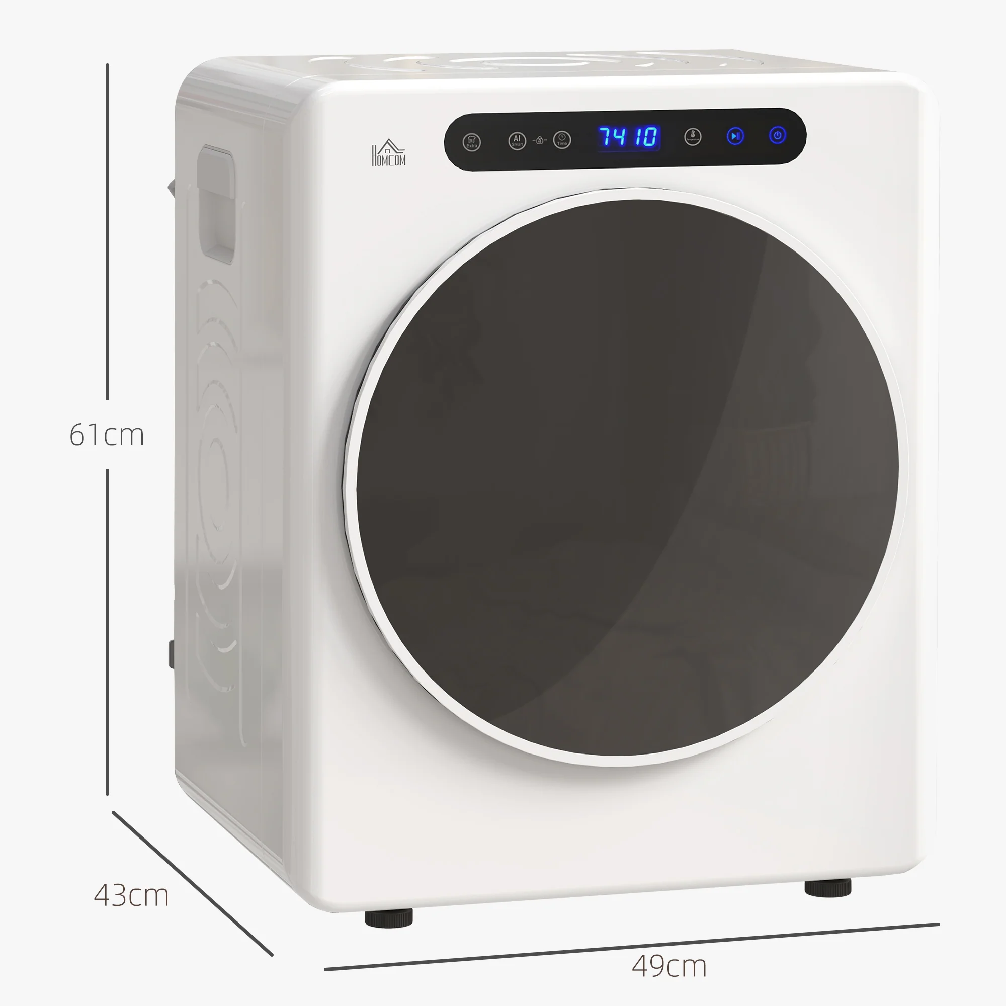 Sèche linge à évacuation compact, sèche-linge électrique 1000 W 3 Kg avec 6 modes de séchage, cuve en acier inoxydable, charge frontale, minuterie, pour appartement, maison, camping-cars, blanc - Image 4