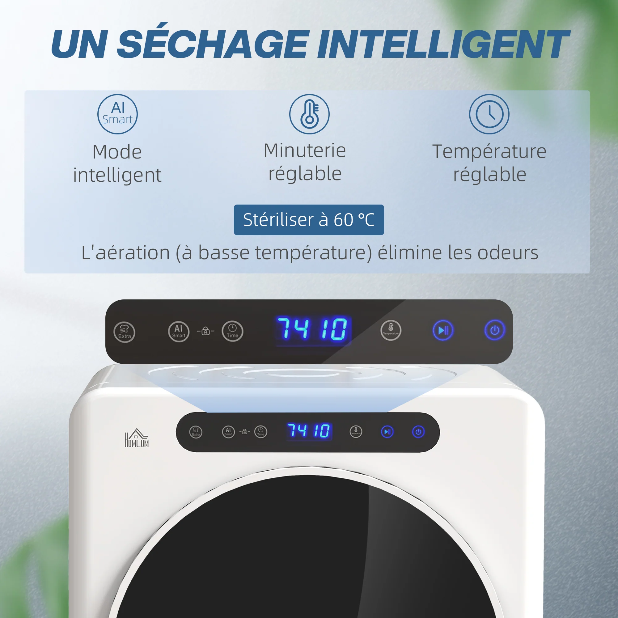 Sèche linge à évacuation compact, sèche-linge électrique 1000 W 3 Kg avec 6 modes de séchage, cuve en acier inoxydable, charge frontale, minuterie, pour appartement, maison, camping-cars, blanc - Image 5
