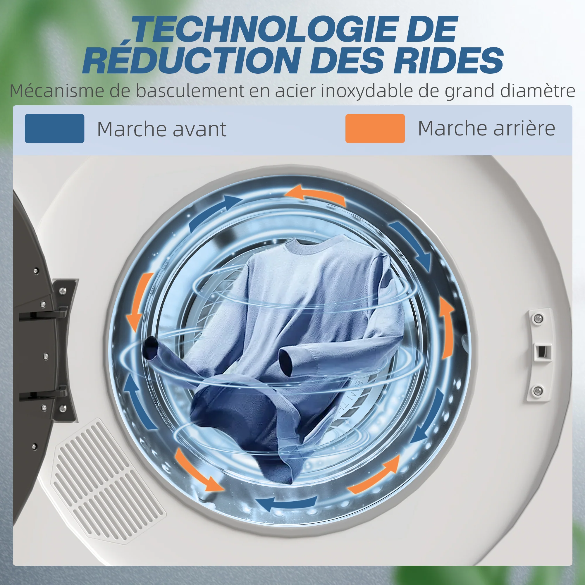 Sèche linge à évacuation compact, sèche-linge électrique 1000 W 3 Kg avec 6 modes de séchage, cuve en acier inoxydable, charge frontale, minuterie, pour appartement, maison, camping-cars, blanc - Image 7