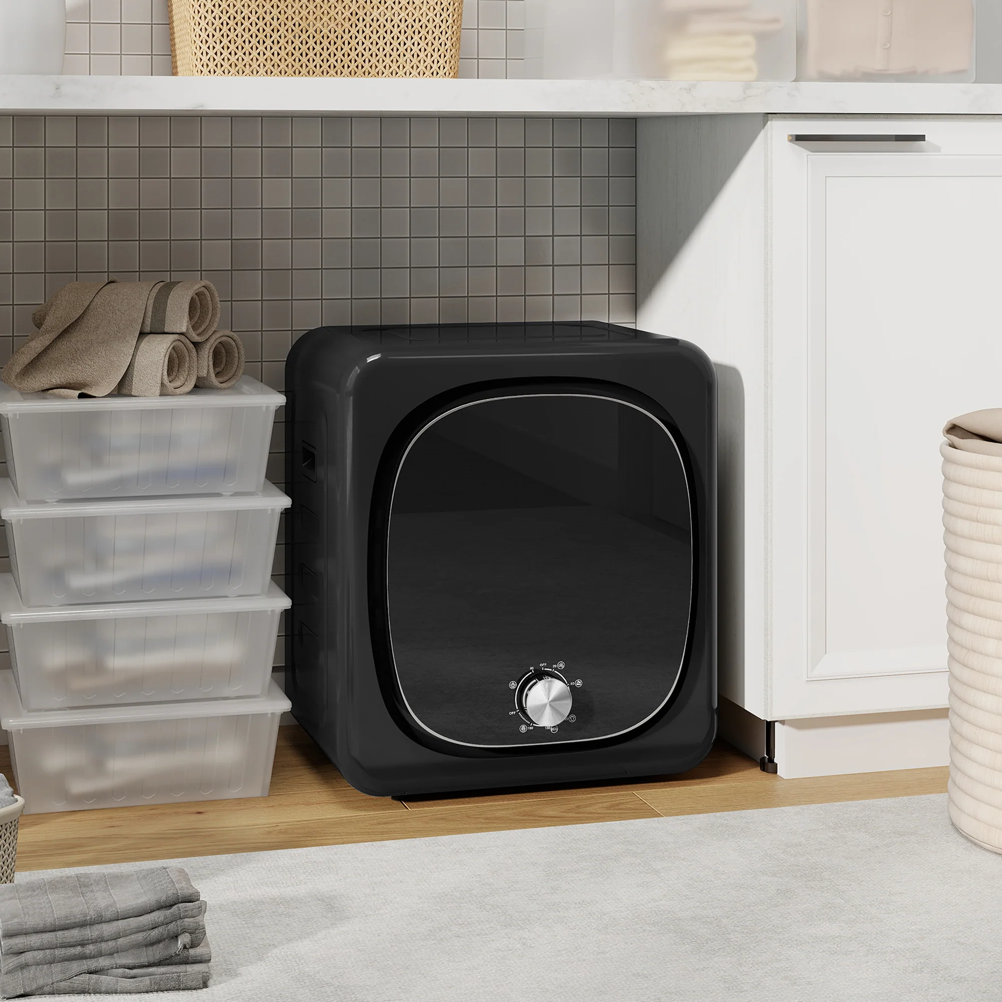 Sèche linge à évacuation compact sèche-linge électrique 800 W 4 Kg avec 5 modes de séchage, cuve en acier inoxydable, charge frontale, pour appartement, maison, camping-cars, noir - Image 10
