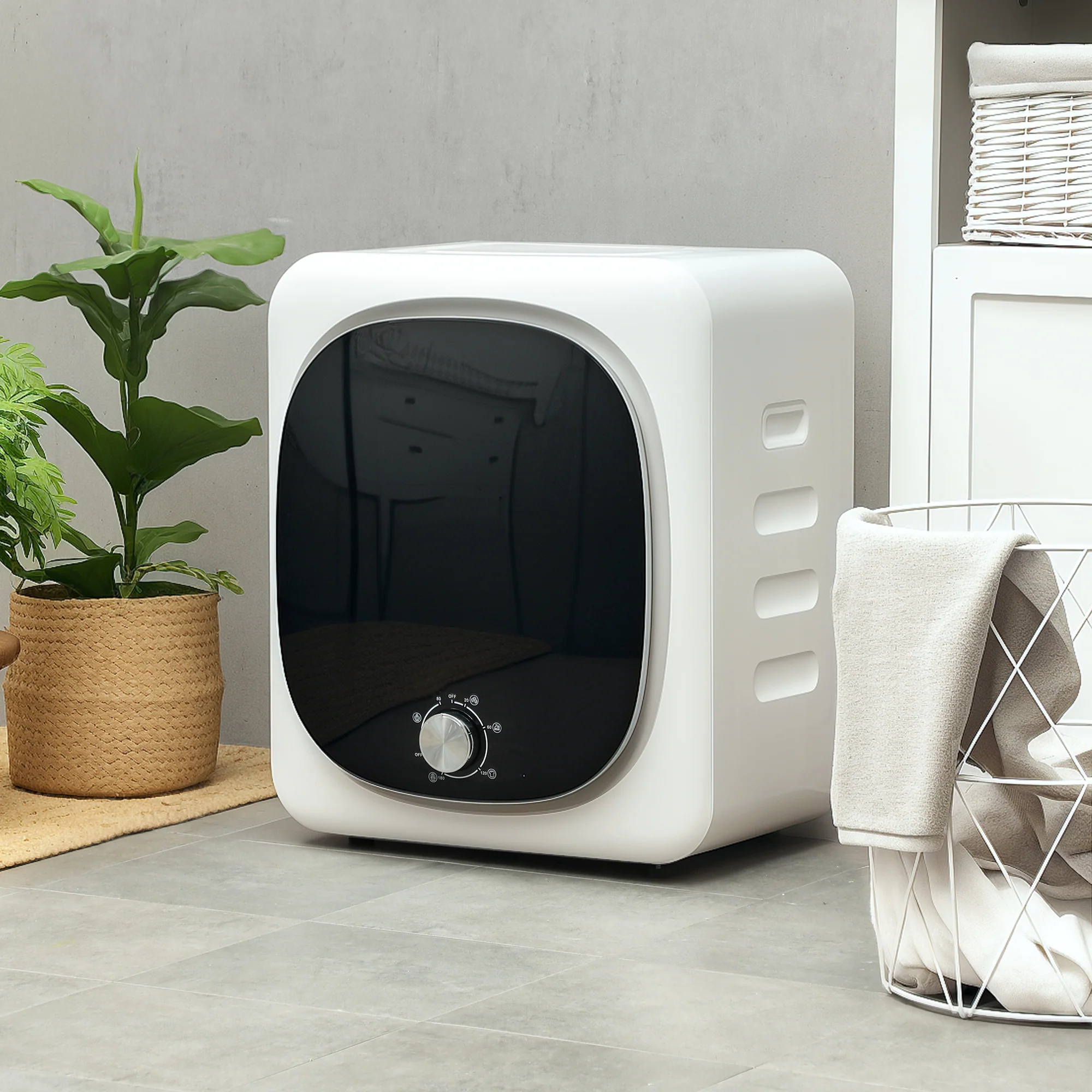 Sèche linge à évacuation compact sèche-linge électrique 800 W 4 Kg avec 5 modes de séchage, cuve en acier inoxydable, charge frontale, pour appartement, maison, camping-cars, blanc - Image 3