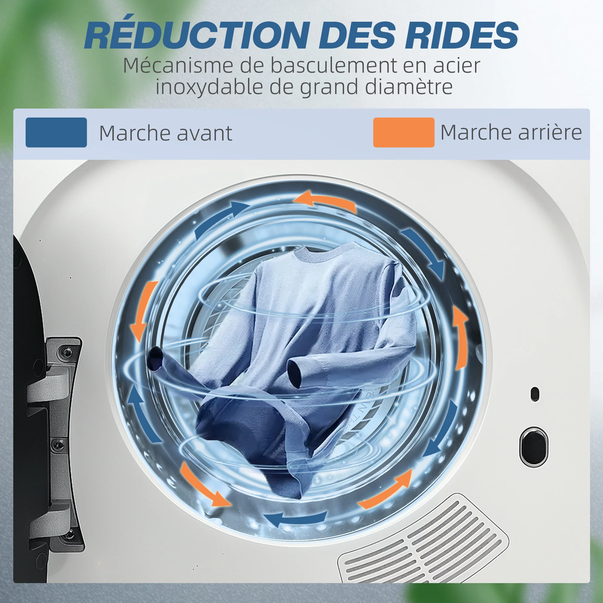 Sèche linge à évacuation compact sèche-linge électrique 800 W 4 Kg avec 5 modes de séchage, cuve en acier inoxydable, charge frontale, pour appartement, maison, camping-cars, blanc - Image 7