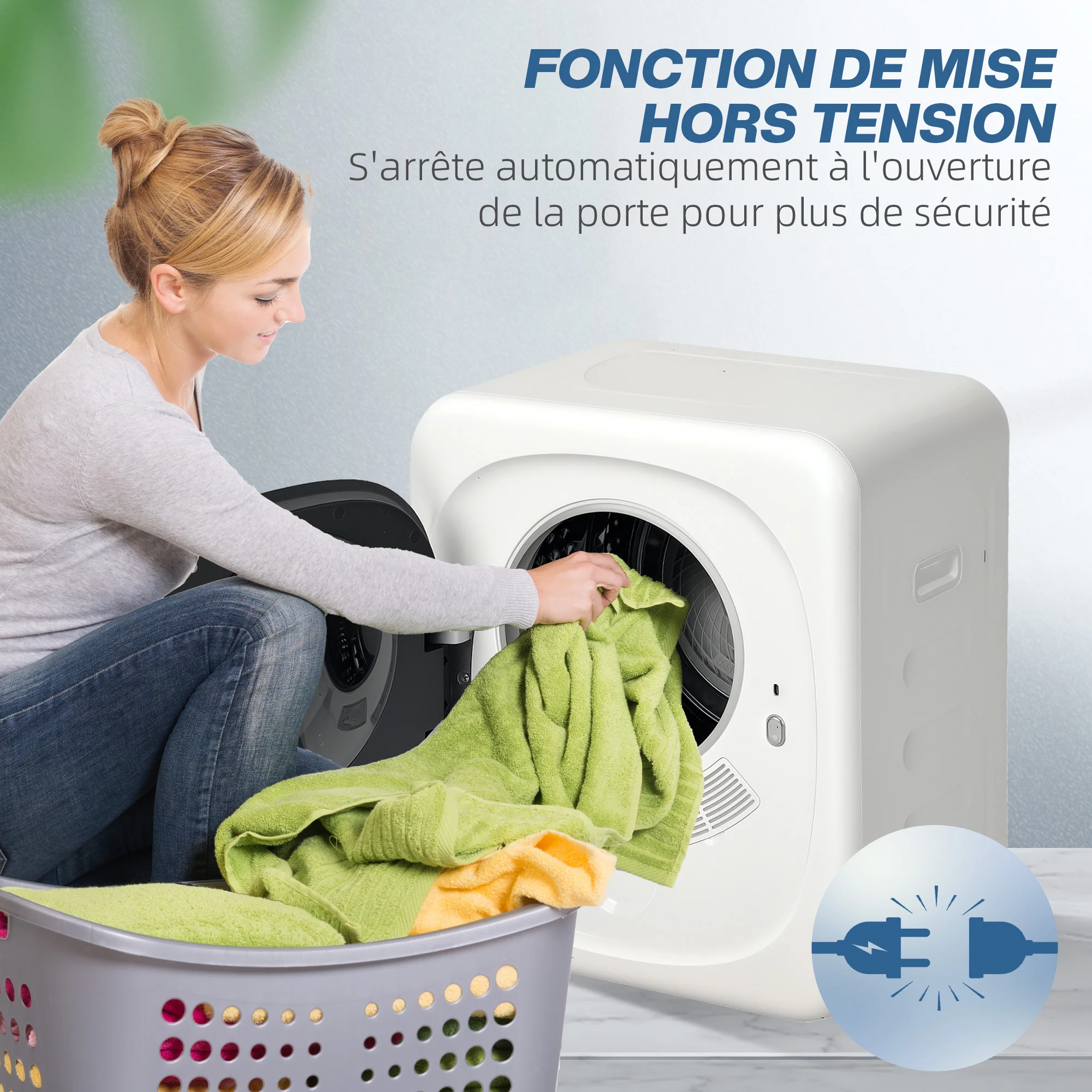 Sèche linge à évacuation compact sèche-linge électrique 800 W 4 Kg avec 5 modes de séchage, cuve en acier inoxydable, charge frontale, pour appartement, maison, camping-cars, blanc - Image 8