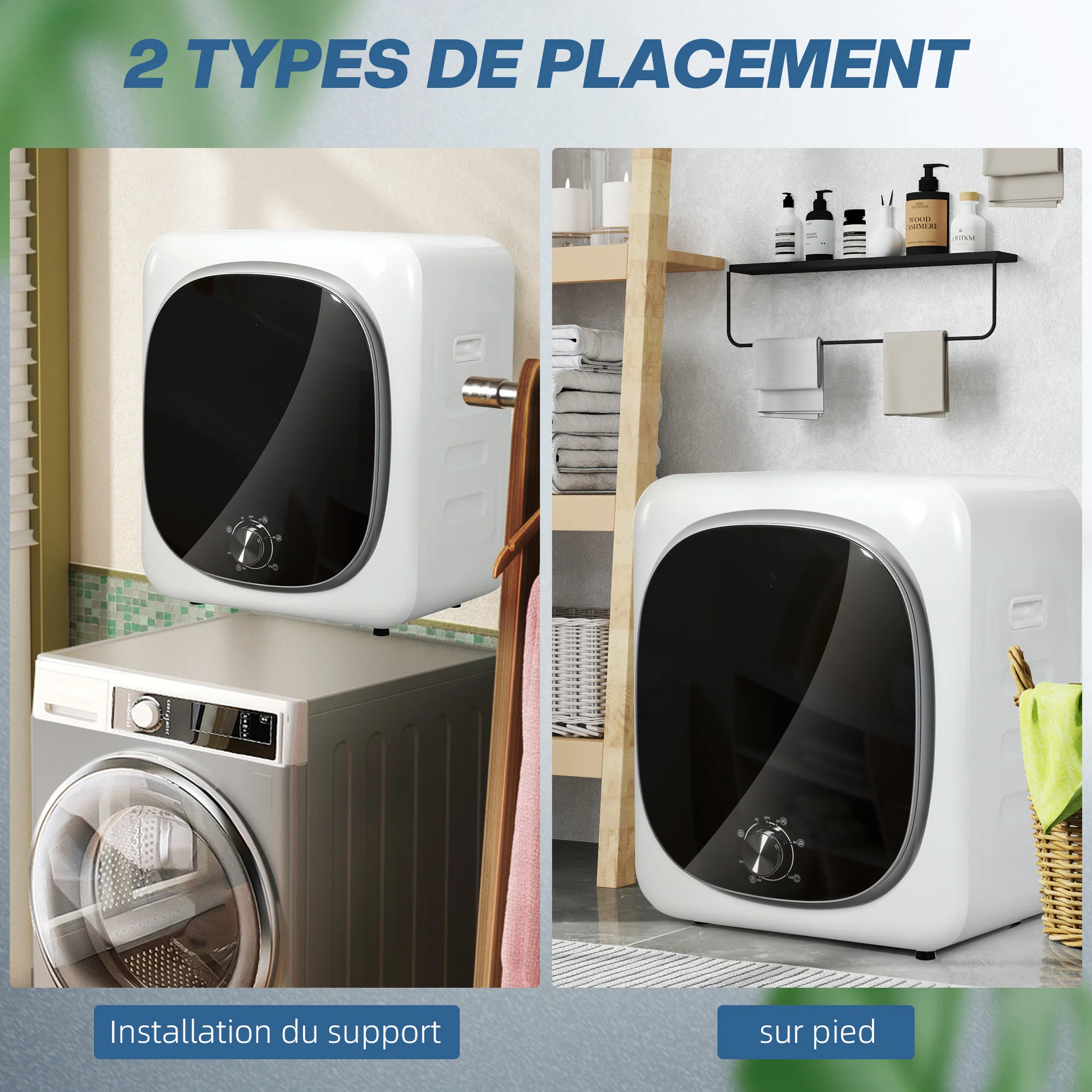 Sèche linge à évacuation compact sèche-linge électrique 800 W 4 Kg avec 5 modes de séchage, cuve en acier inoxydable, charge frontale, pour appartement, maison, camping-cars, blanc - Image 9