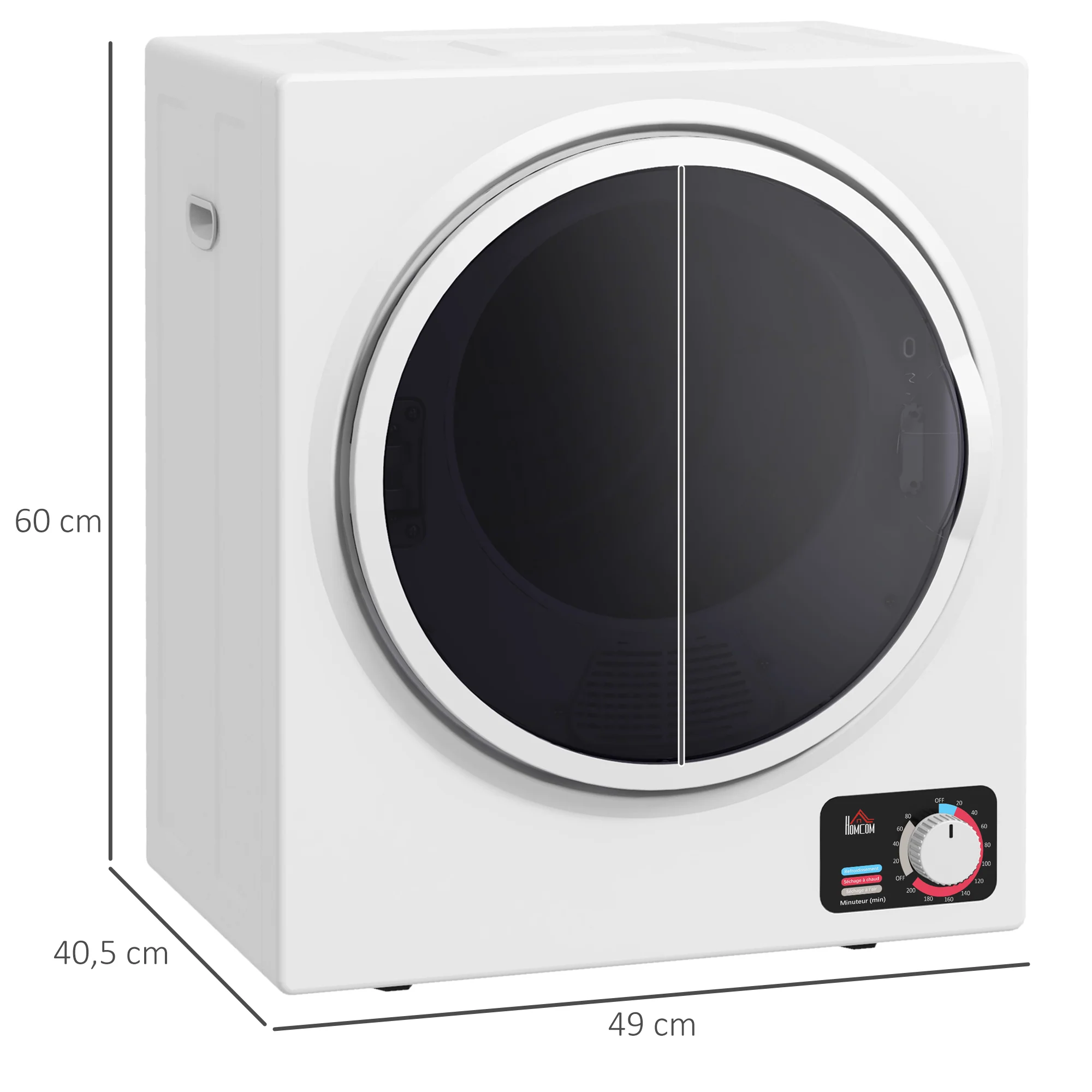 Sèche-linge à évacuation portable, sèche-linge électrique 850 W, 4 Kg, 4 modes de séchage, 2 niveaux de chauffage, cuve en acier inoxydable, installation murale, pour appartement dortoir, blanc - Image 3