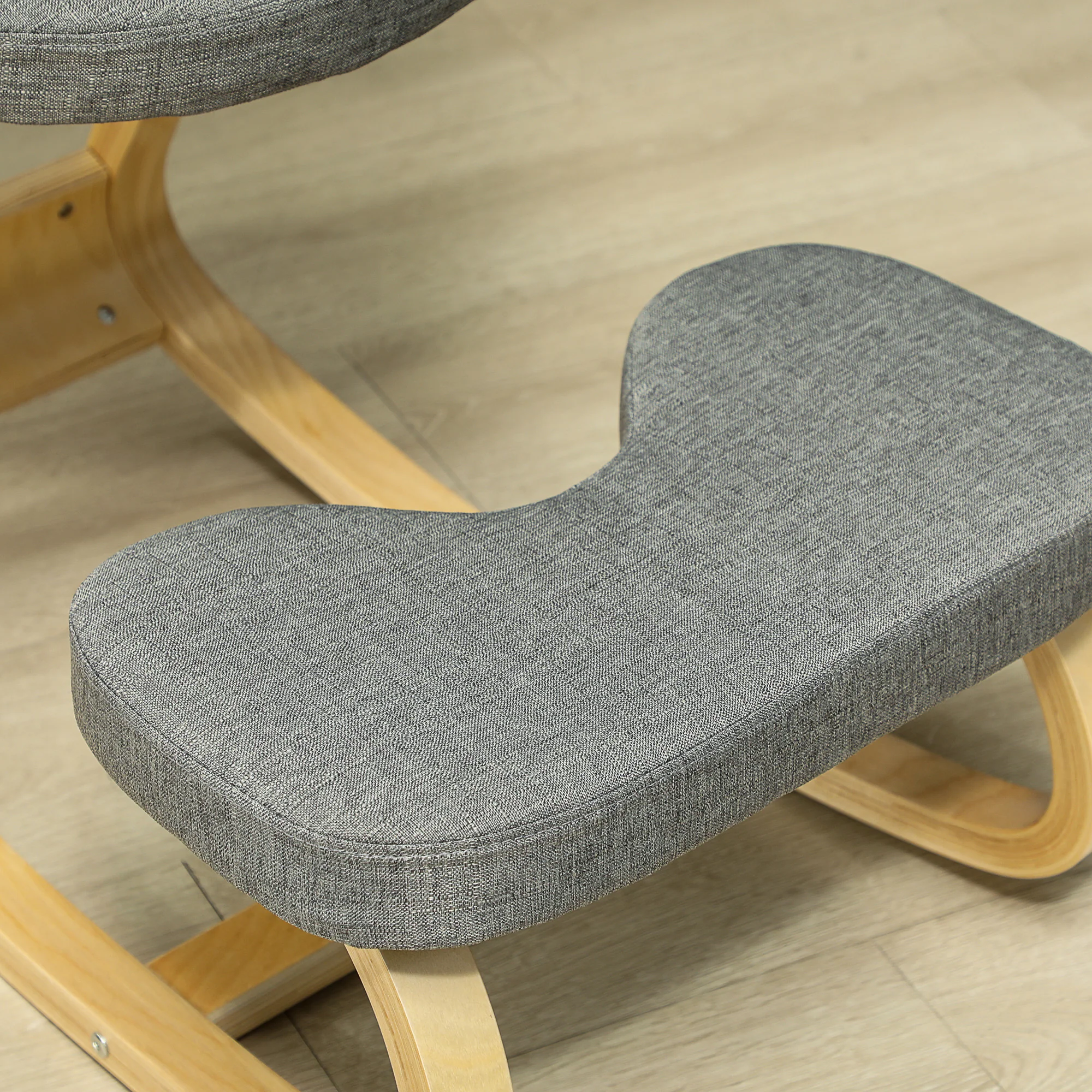 Siège assis genoux, siège ergonomique en bois à bascule, chaise à genoux pour bureau à domicile, améliorer la posture, maux de dos, gris - Image 10