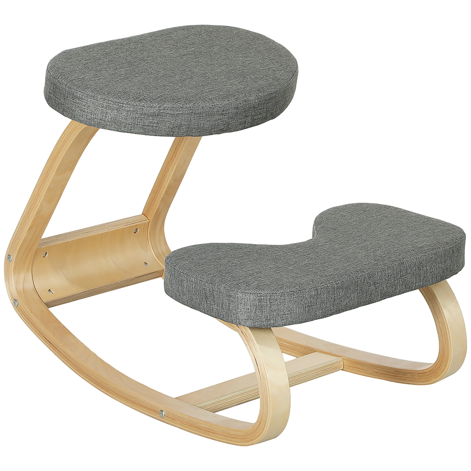 Siège assis genoux, siège ergonomique en bois à bascule, chaise à genoux pour bureau à domicile, améliorer la posture, maux de dos, gris - Image 11