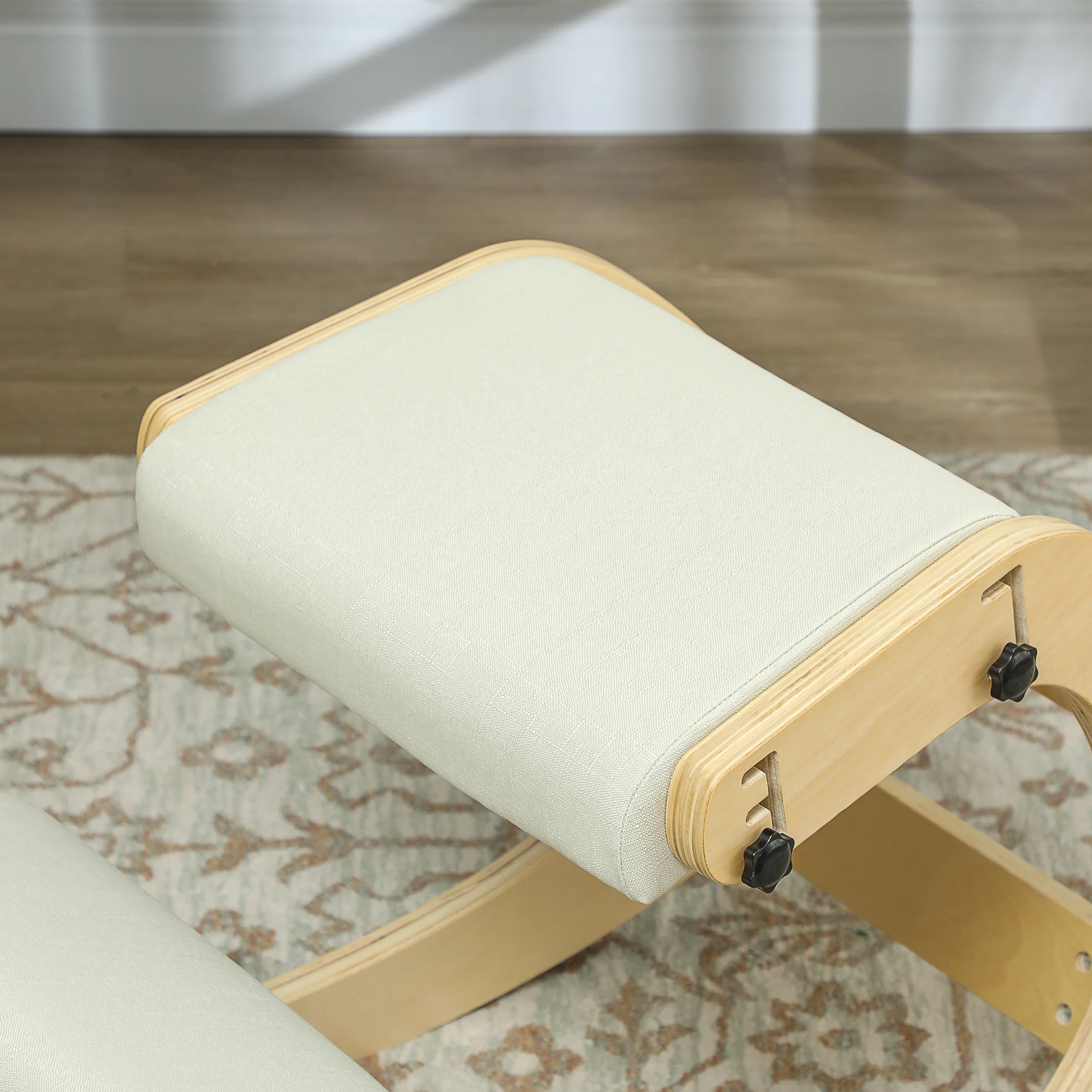Siège assis genoux, siège ergonomique en bois à bascule, chaise à genoux réglable pour bureau à domicile, améliorer la posture, maux de dos, crème - Image 10