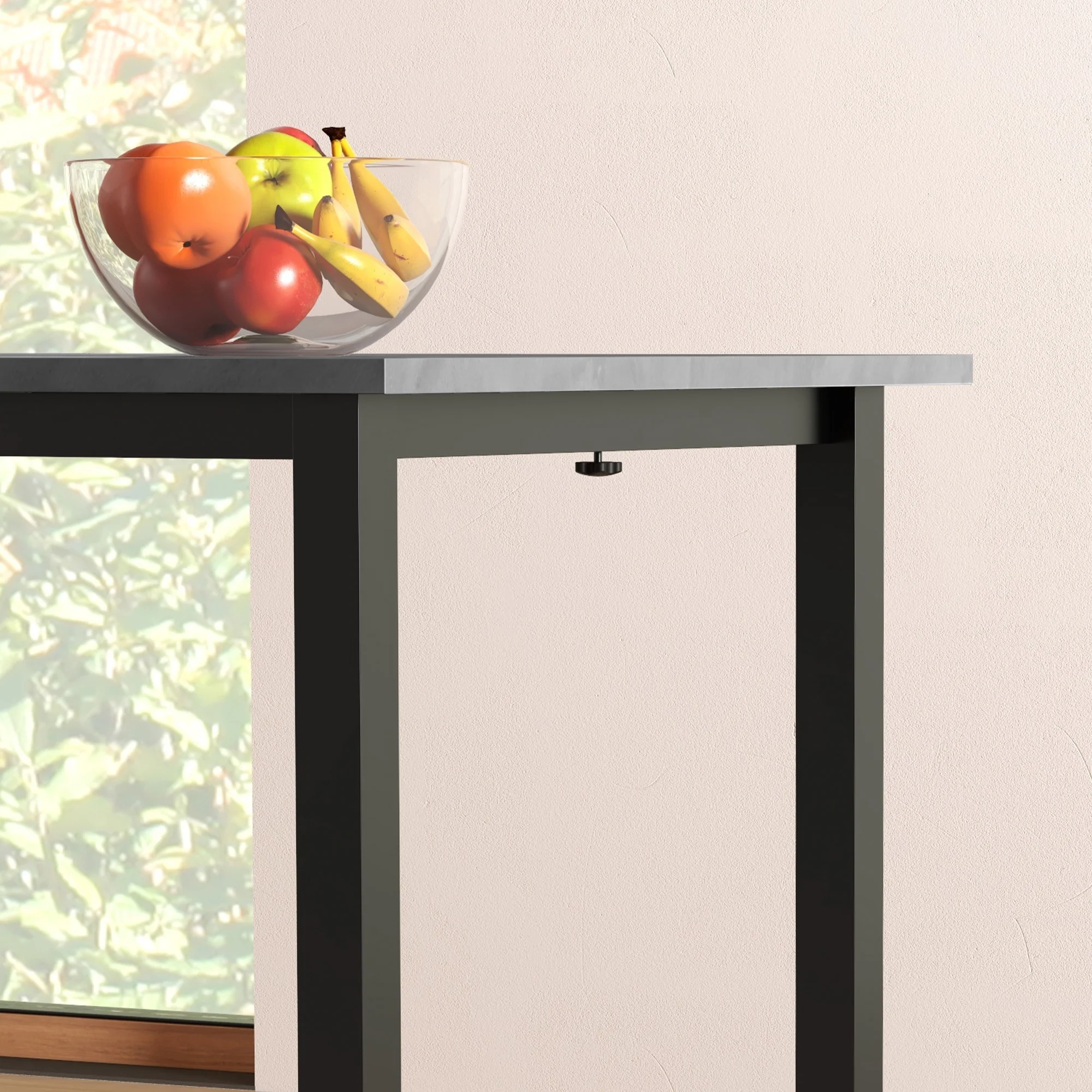 Table à manger extensible table de cuisine design moderne avec grand plateau 6 personnes cadre en acier gris foncé - Image 9