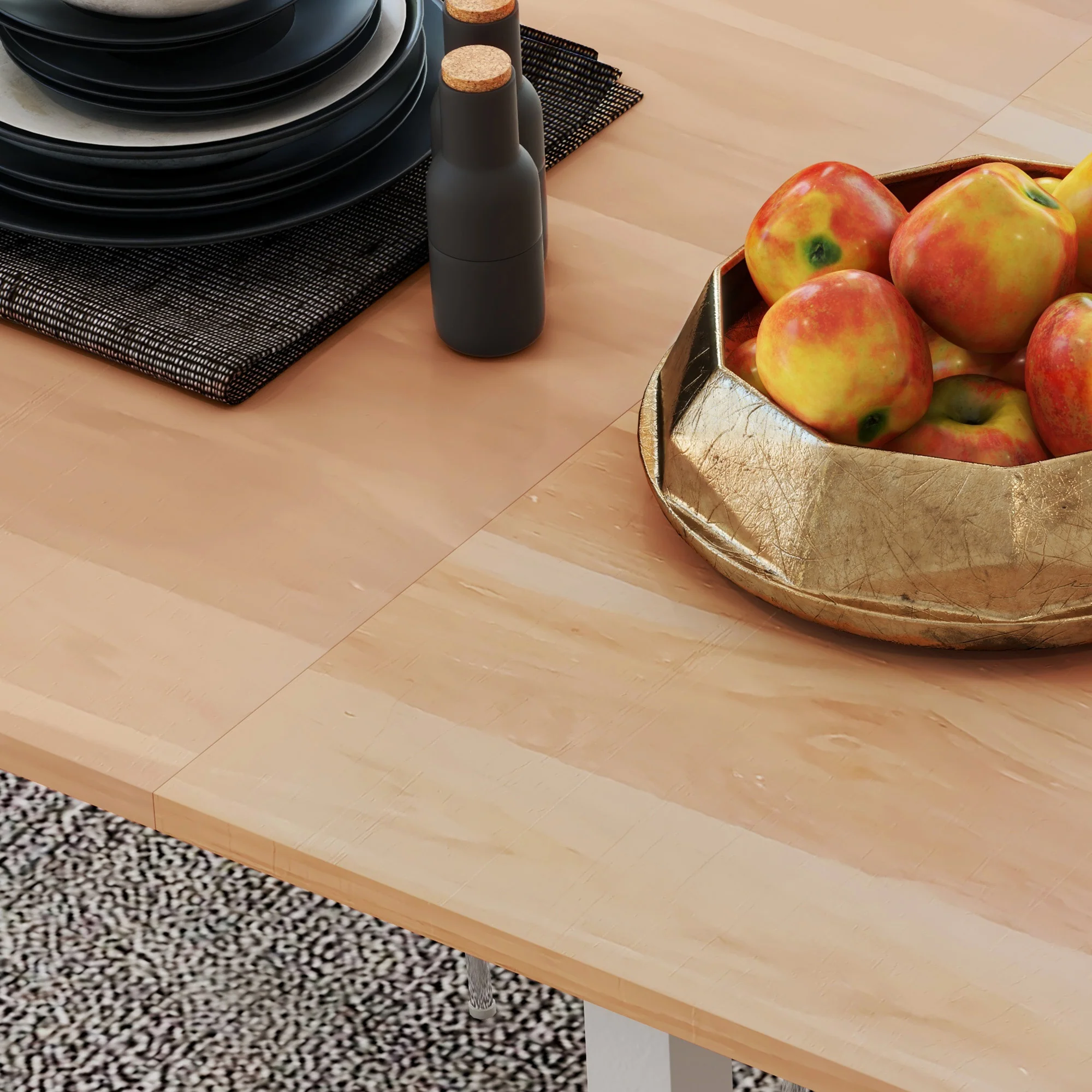 Table à manger extensible table de cuisine design moderne avec grand plateau 6 personnes cadre en acier marron - Image 10