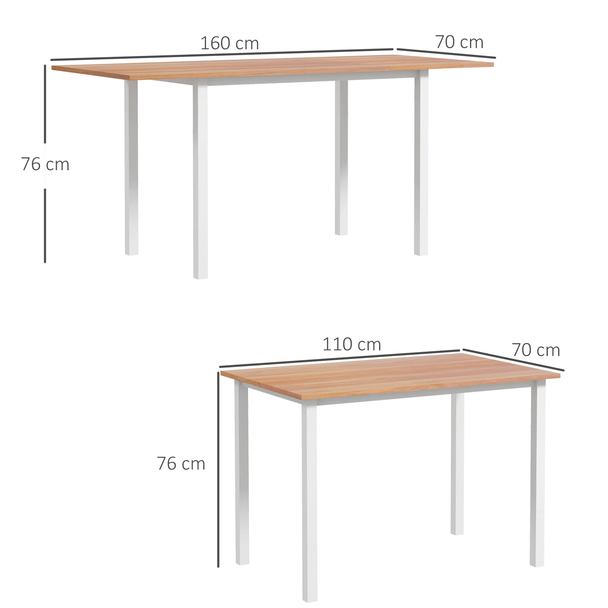 Table à manger extensible table de cuisine design moderne avec grand plateau 6 personnes cadre en acier marron - Image 4