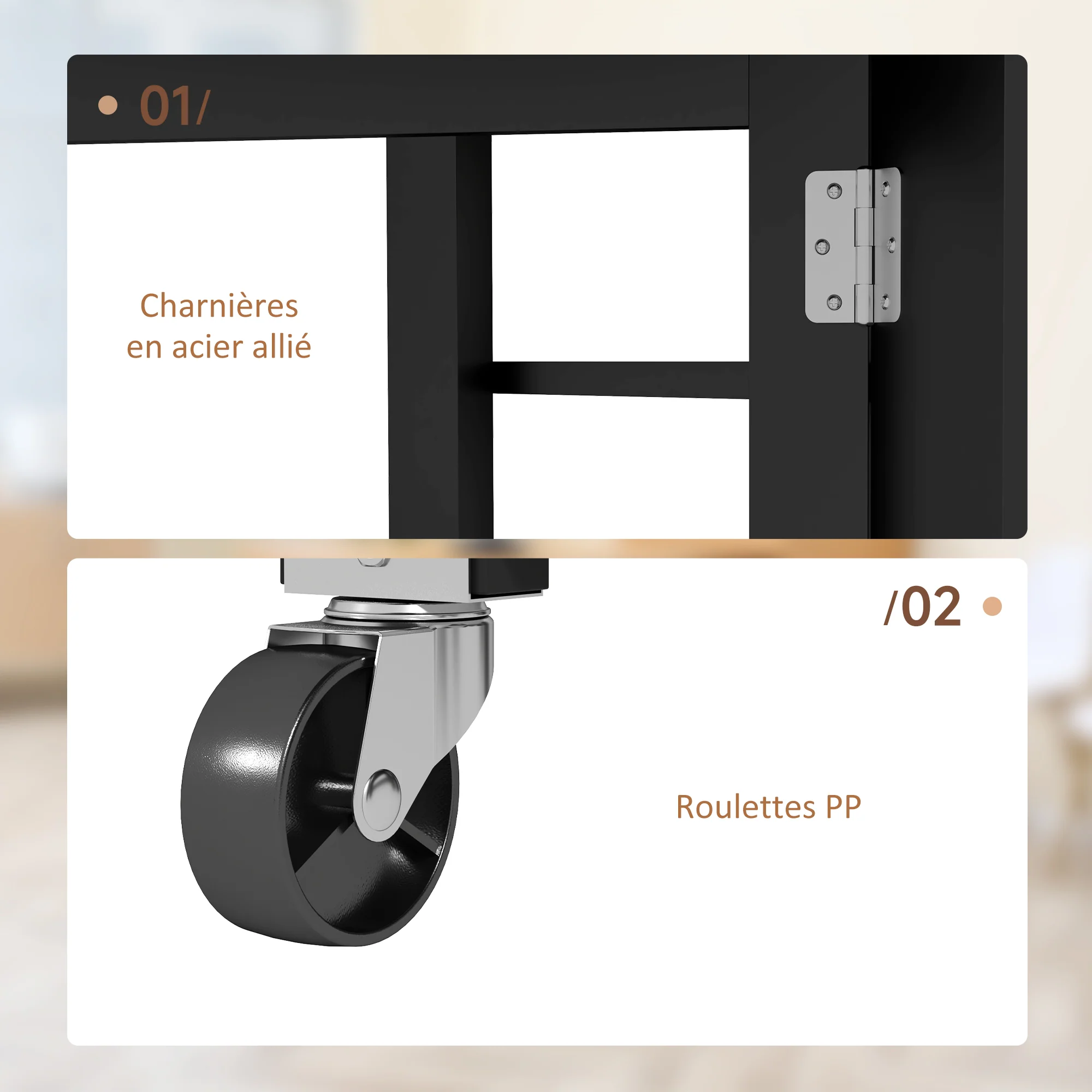 Table à manger pliable, table pliante cuisine, sur roulettes, avec 2 abattants et 3 étagères, design moderne, table de cuisine pour petits espaces, 120 x 60 x 75 cm, noir - Image 7