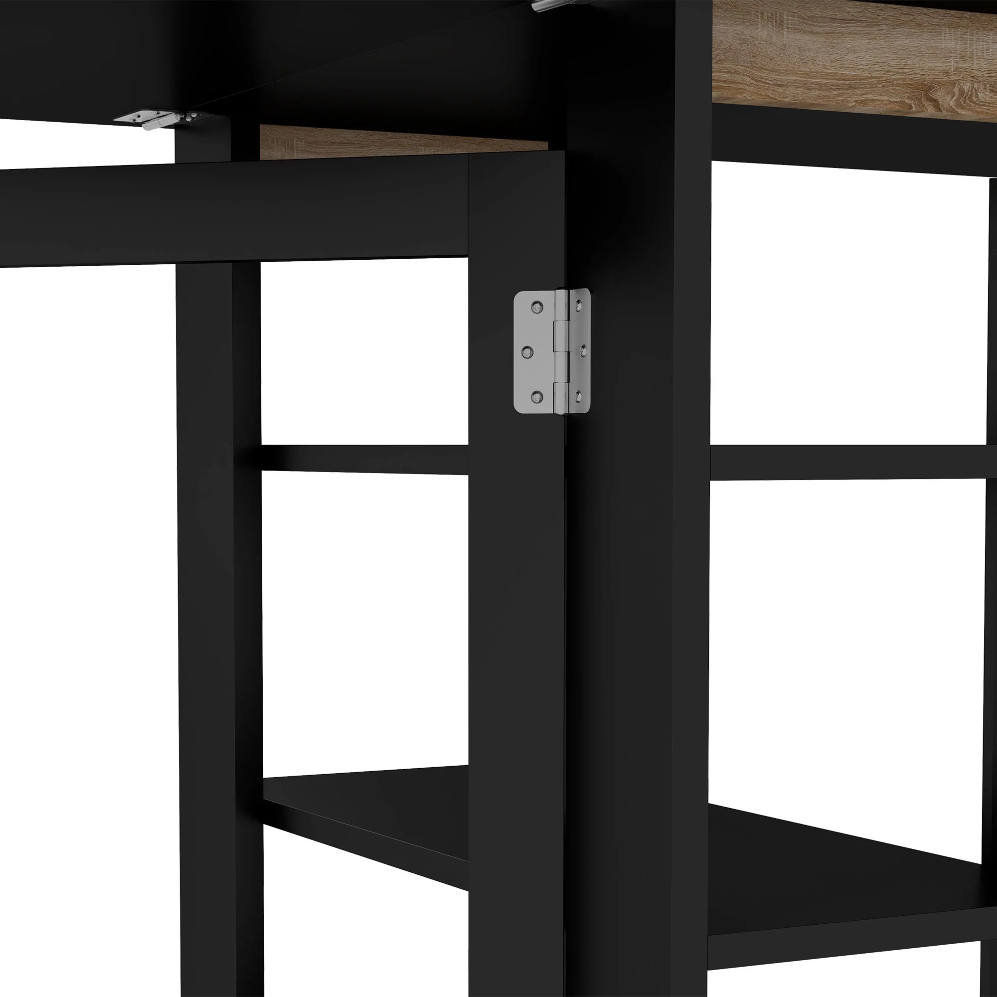 Table à manger pliable, table pliante cuisine, sur roulettes, avec 2 abattants et 3 étagères, design moderne, table de cuisine pour petits espaces, 120 x 60 x 75 cm, noir - Image 9
