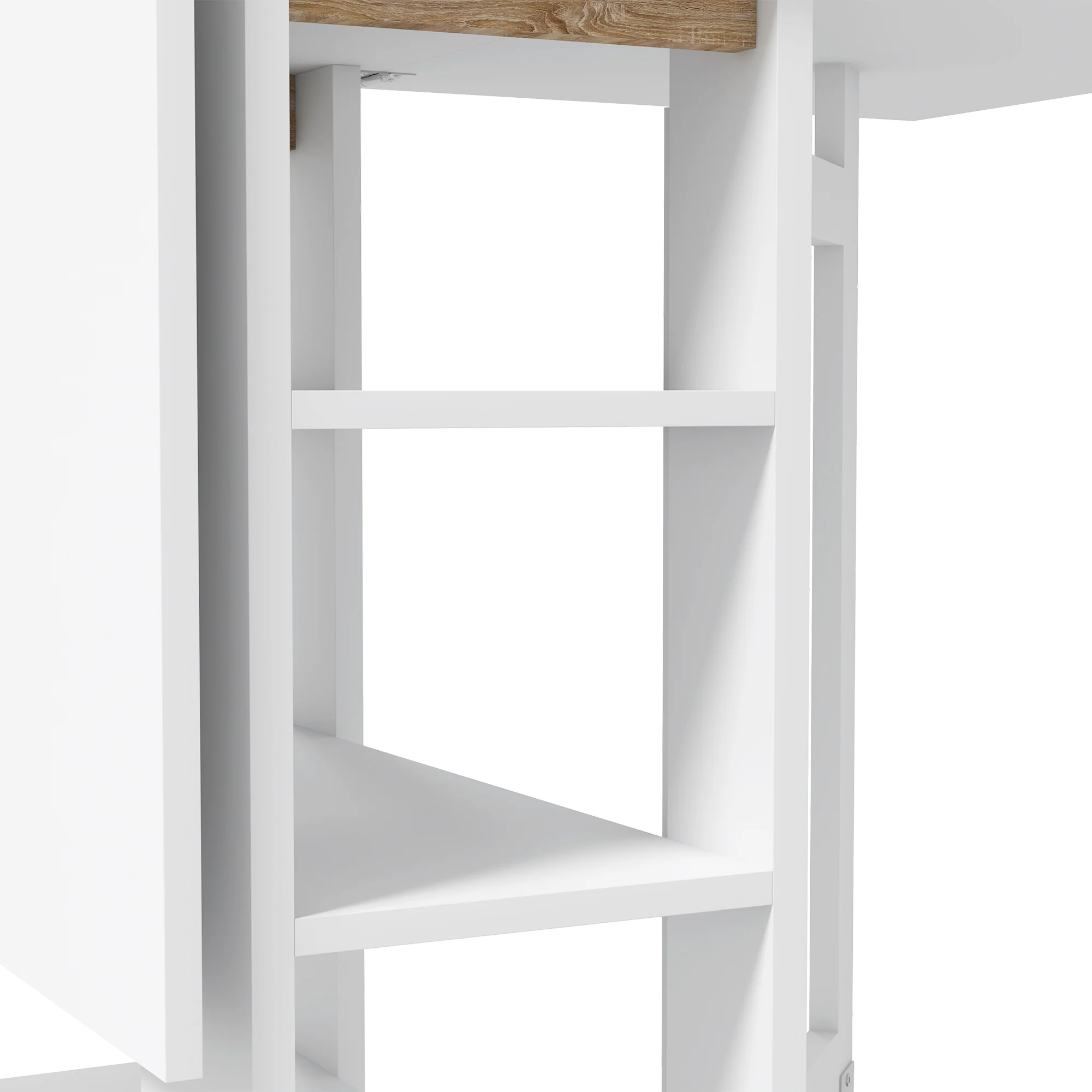Table à manger pliable, table pliante cuisine, sur roulettes, avec 2 abattants et 3 étagères, design moderne, table de cuisine pour petits espaces, 120 x 60 x 75 cm, blanc - Image 10