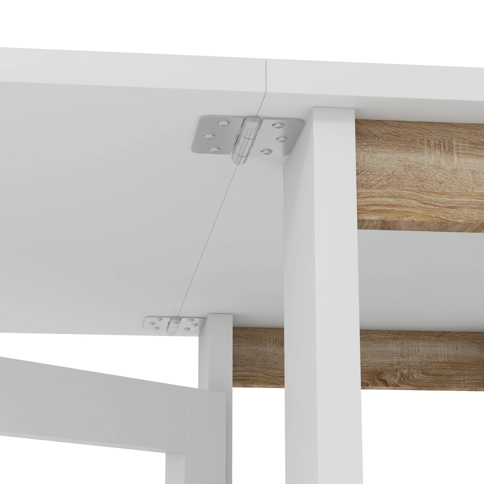 Table à manger pliable, table pliante cuisine, sur roulettes, avec 2 abattants et 3 étagères, design moderne, table de cuisine pour petits espaces, 120 x 60 x 75 cm, blanc - Image 9