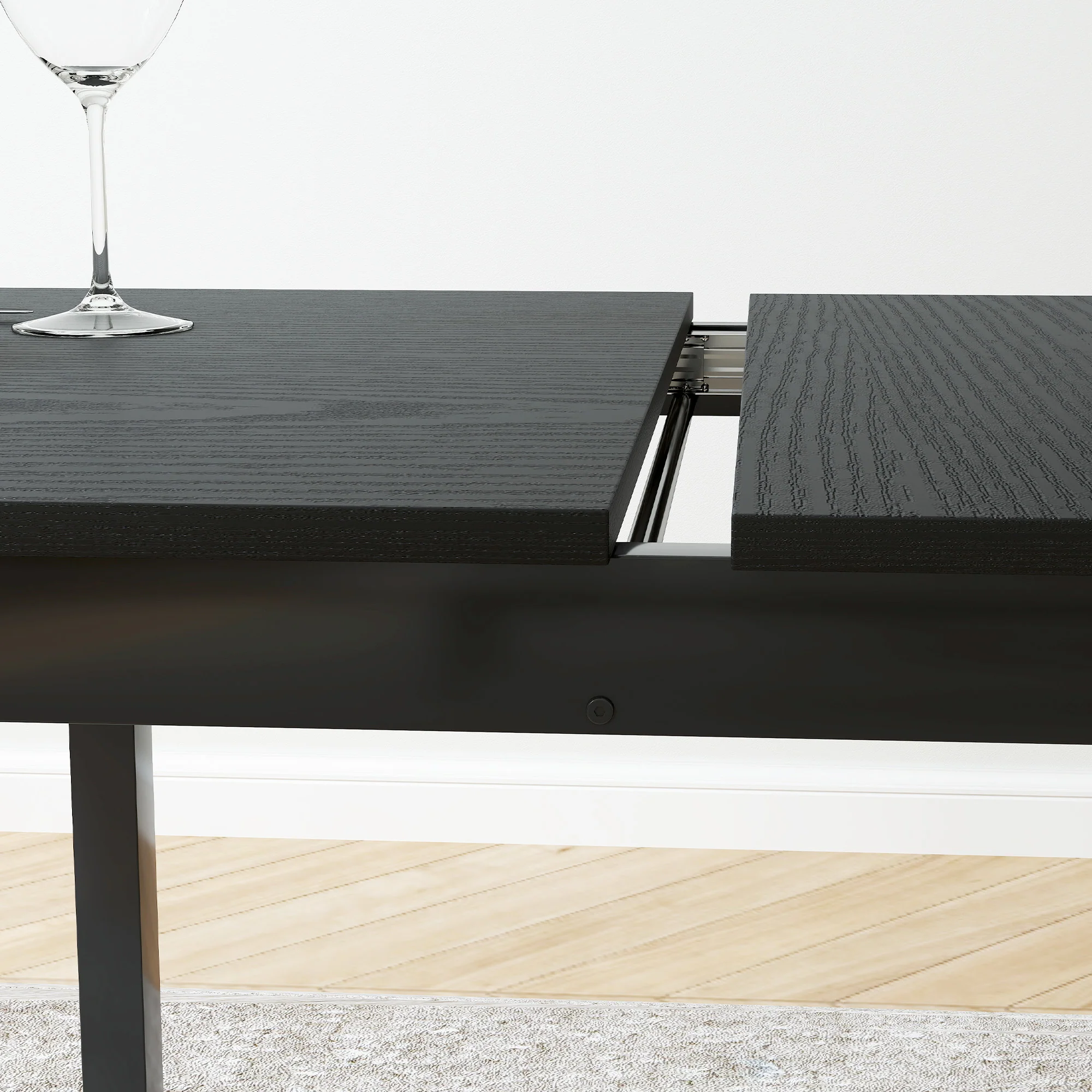 Table à manger pliante, table extensible cuisine rectangulaire jusqu'à 4 à 6 personnes, pieds en acier, pour petits espaces, salle à manger, noir - Image 10