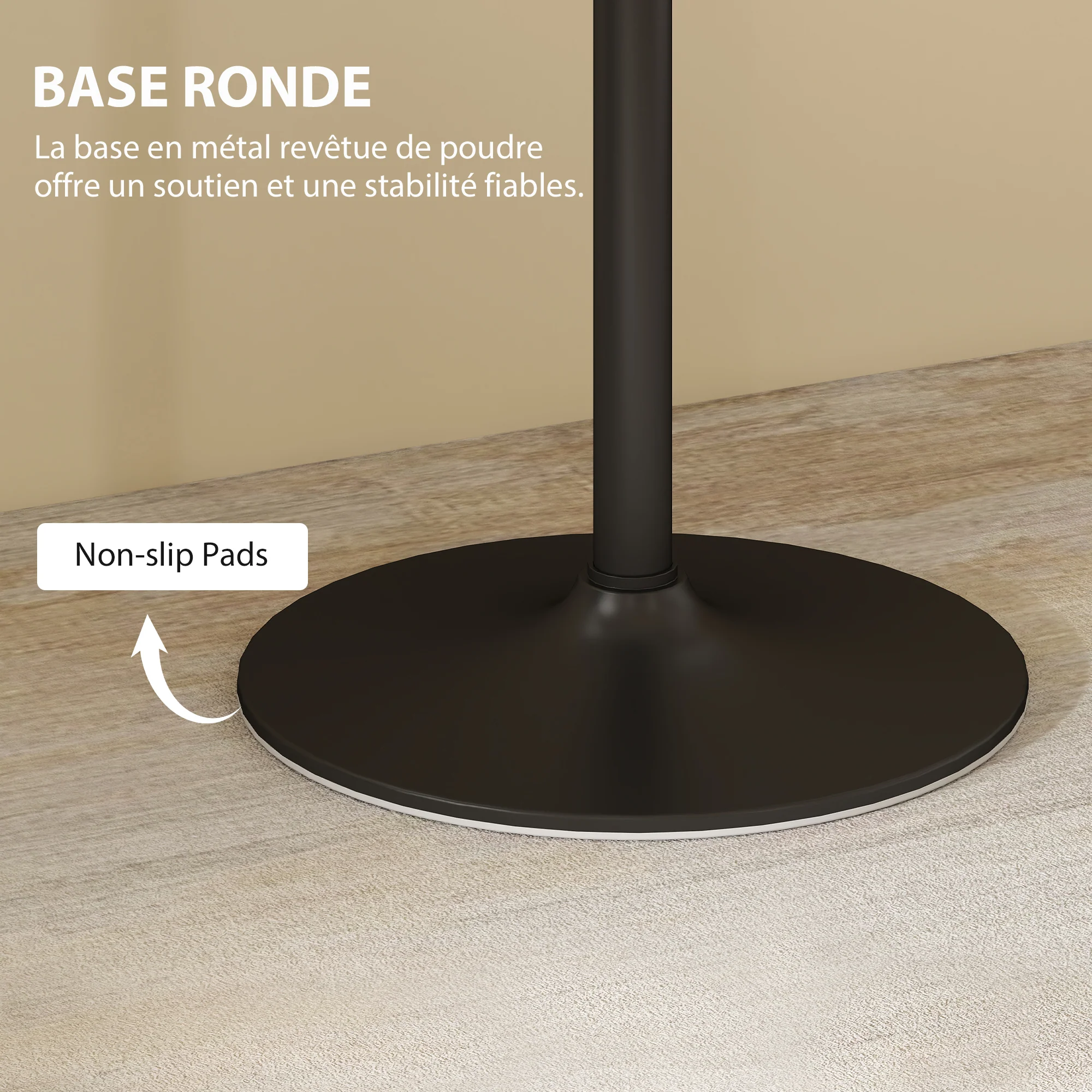 Table à manger pour 4 personnes table de cuisine style moderne avec plateau effet marbre et base ronde, 70 x 70 cm, blanc - Image 7