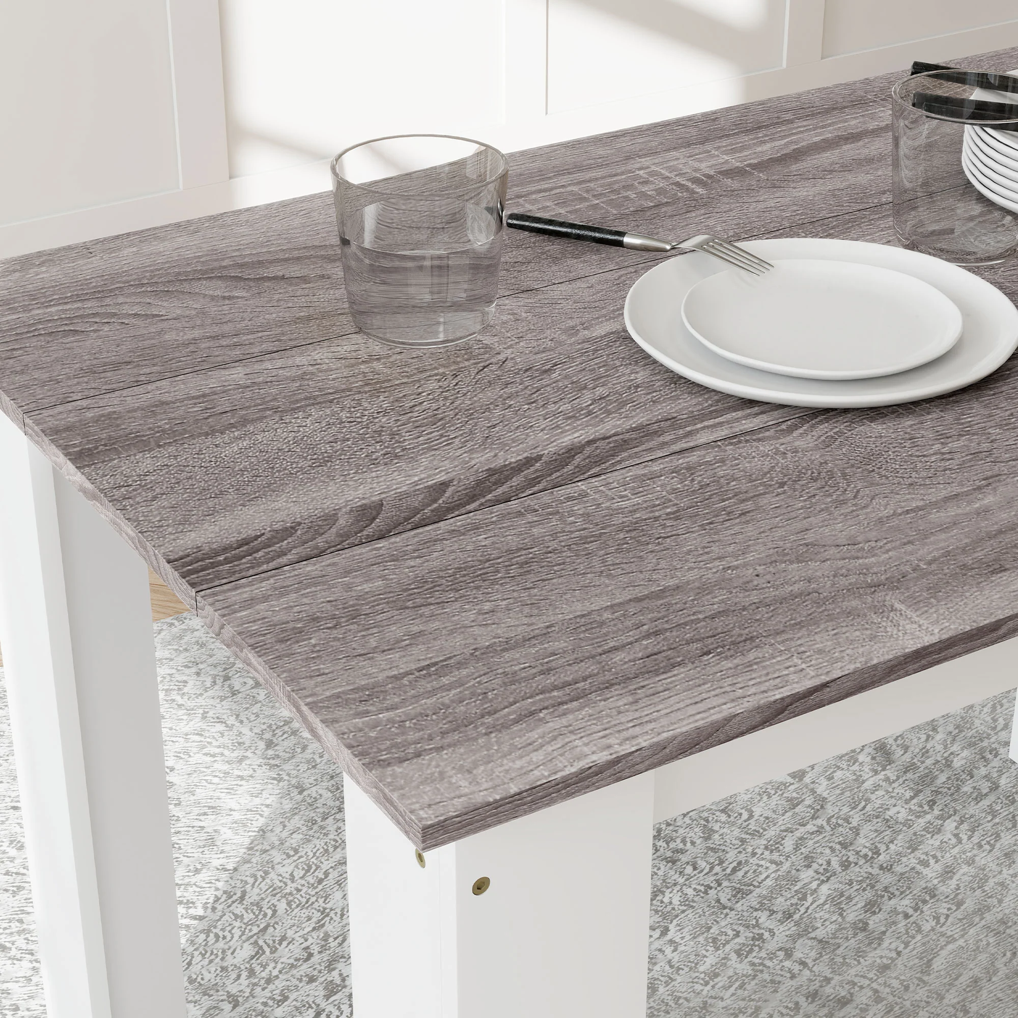 Table à manger rectangulaire pour 4 à 6 personnes, table de cuisine, 120 x 69 x 75 cm, style moderne, pieds triangulaires plus stable, gris - Image 10