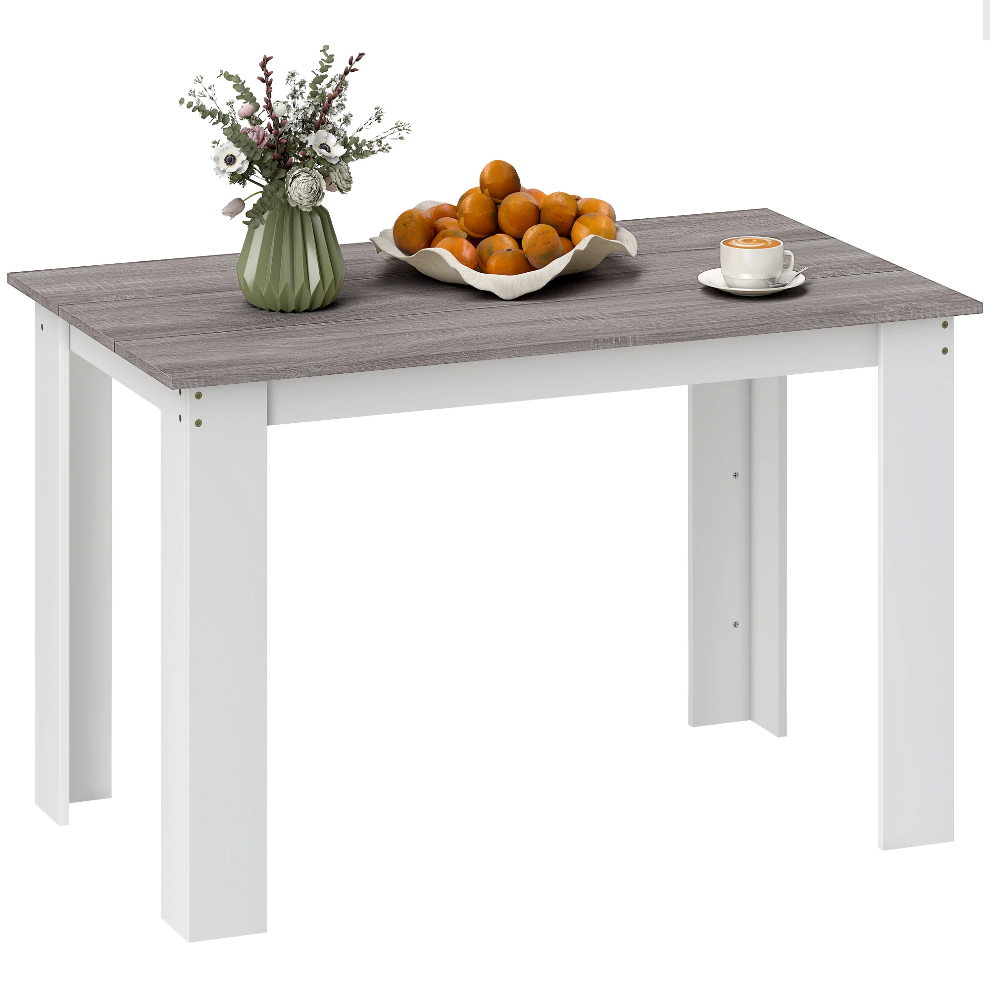Table à manger rectangulaire pour 4 à 6 personnes, table de cuisine, 120 x 69 x 75 cm, style moderne, pieds triangulaires plus stable, gris - Image 11