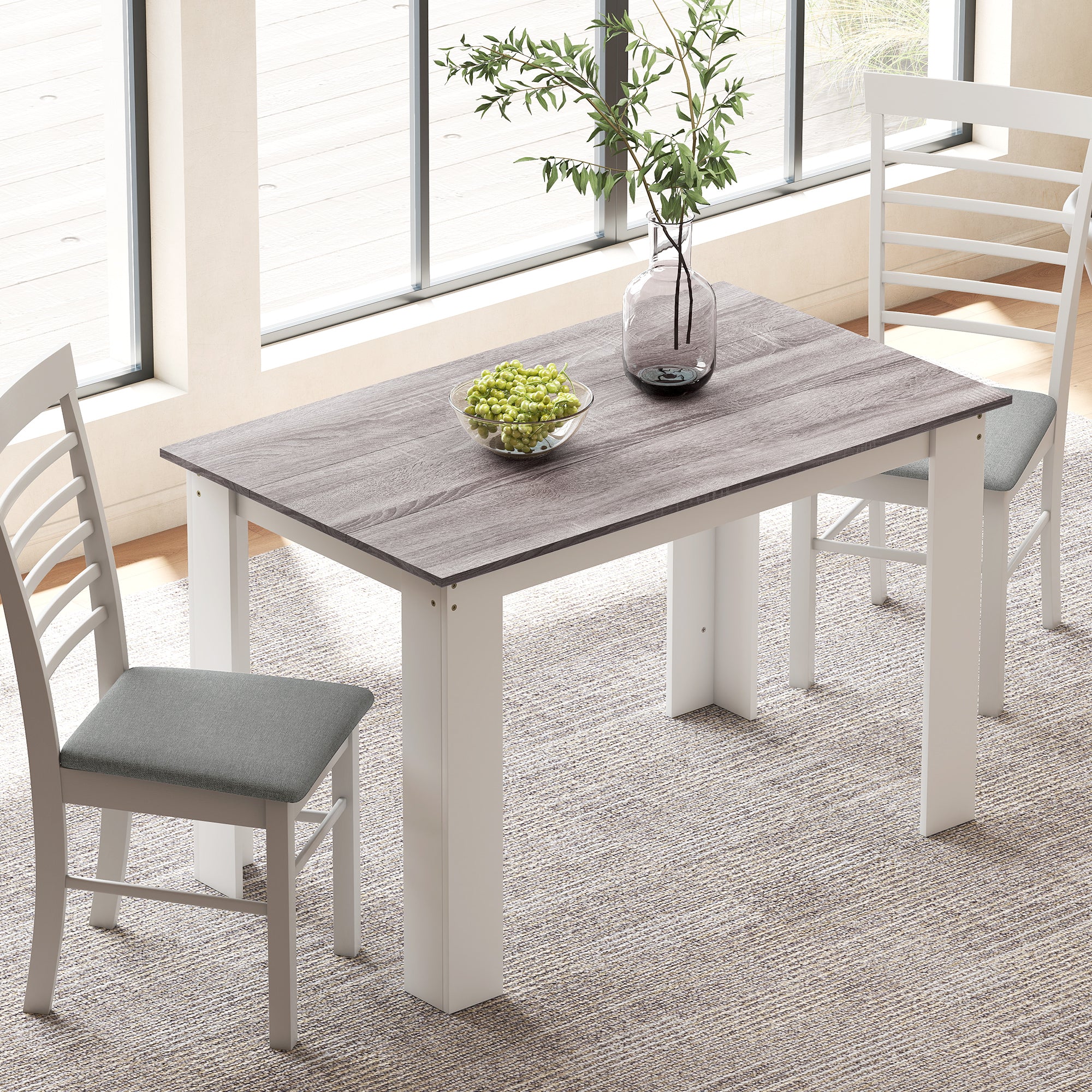 Table à manger rectangulaire pour 4 à 6 personnes, table de cuisine, 120 x 69 x 75 cm, style moderne, pieds triangulaires plus stable, gris - Image 3