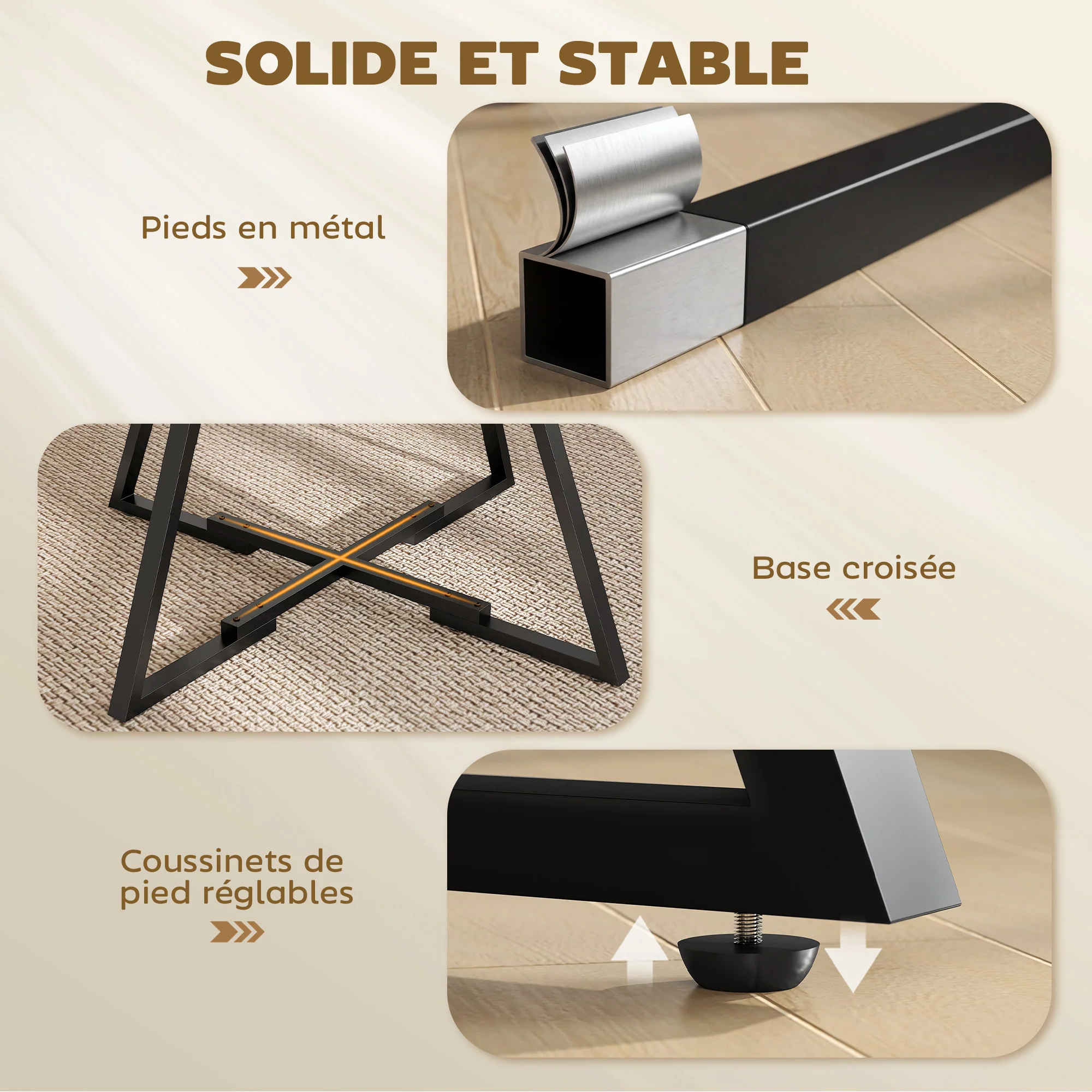 Table à manger ronde pour 4 personnes, ? 100 x 76 cm, table de cuisine industrielle avec large plateau et étagère de rangement, cadre en métal, brun rustique - Image 8