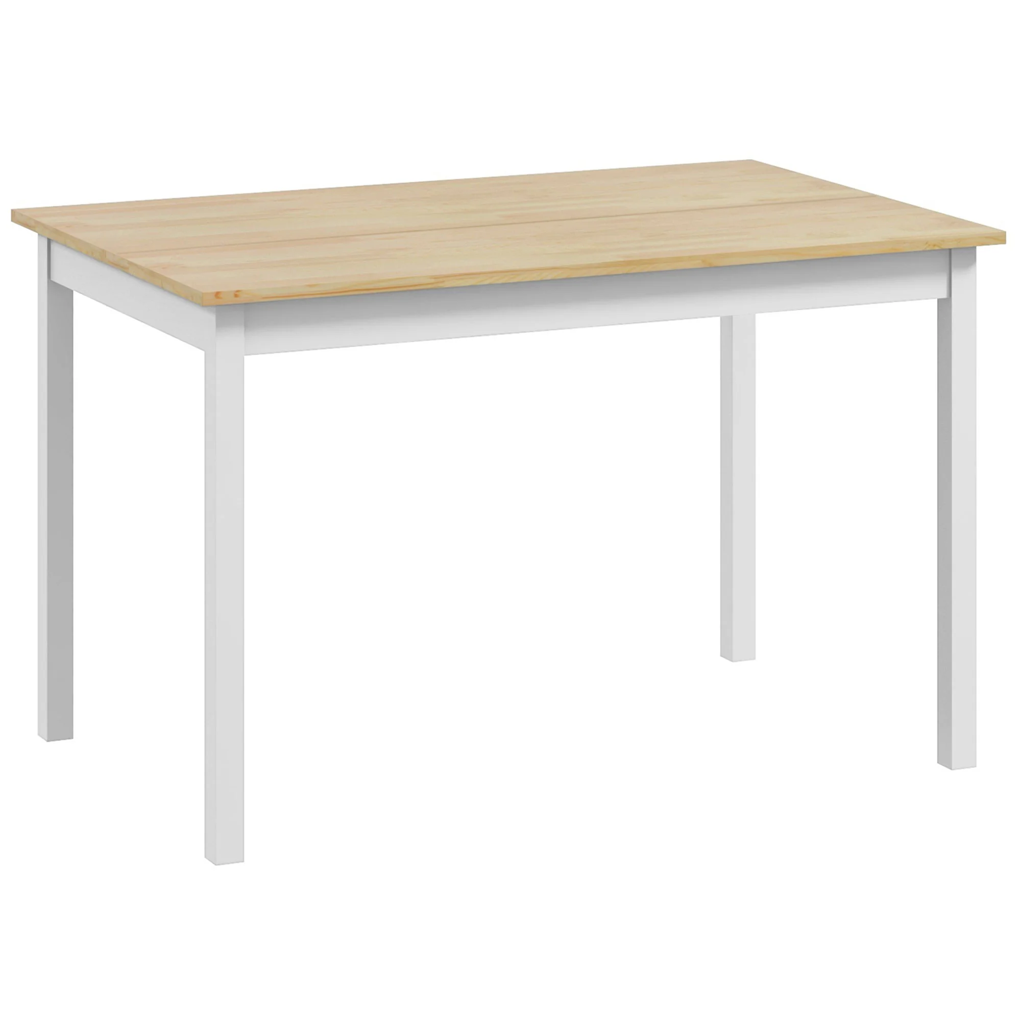 Table à manger, table de cuisine, structure en bois massif, 4 personnes, table de salle à manger, design vintage, 120 cm, naturel et blanc - Image 11