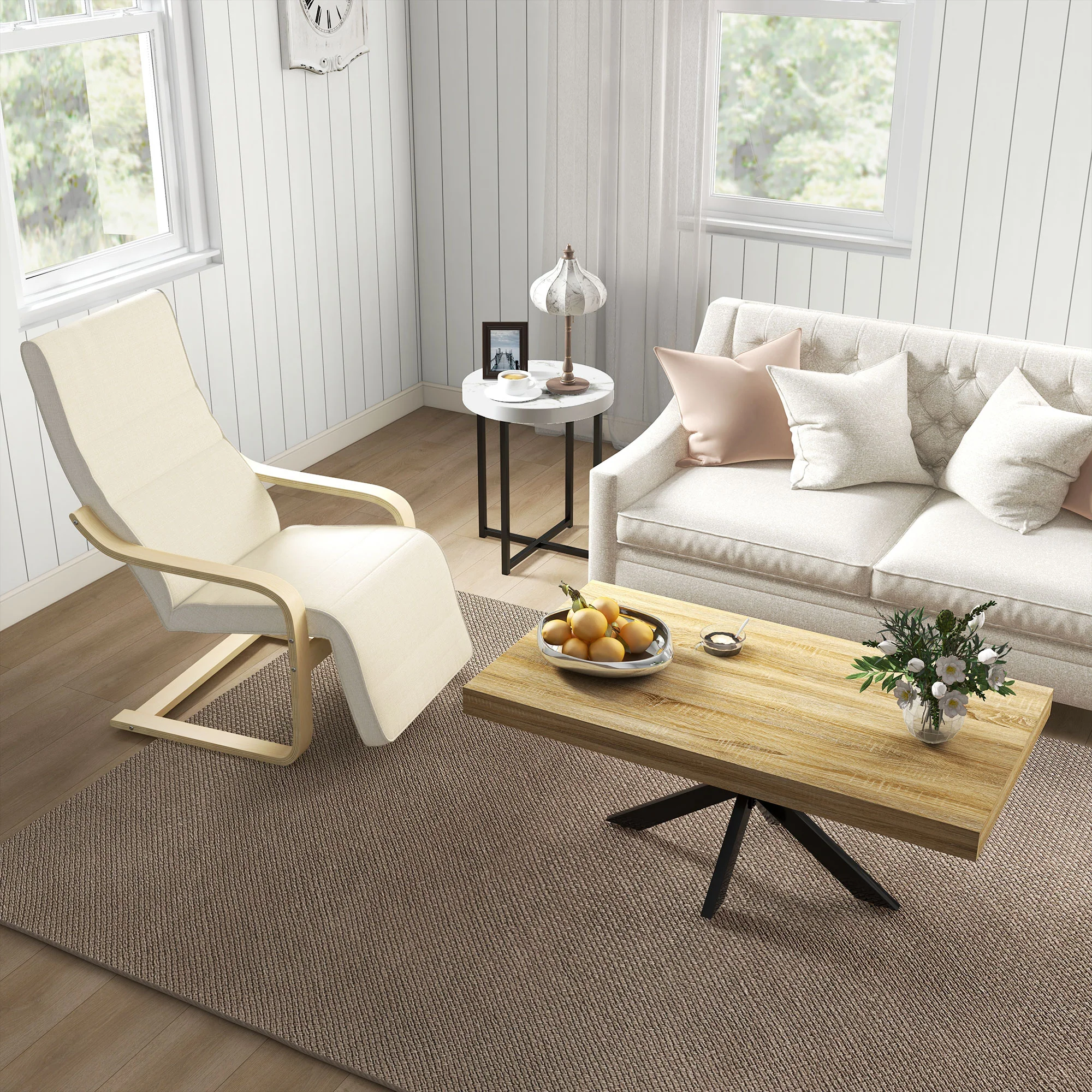 Table Basse rectangulaire table d'appoint Style Industriel en métal Noir et Plateau aspect Bois - dim. 110 x 60 x 45cm - Image 10
