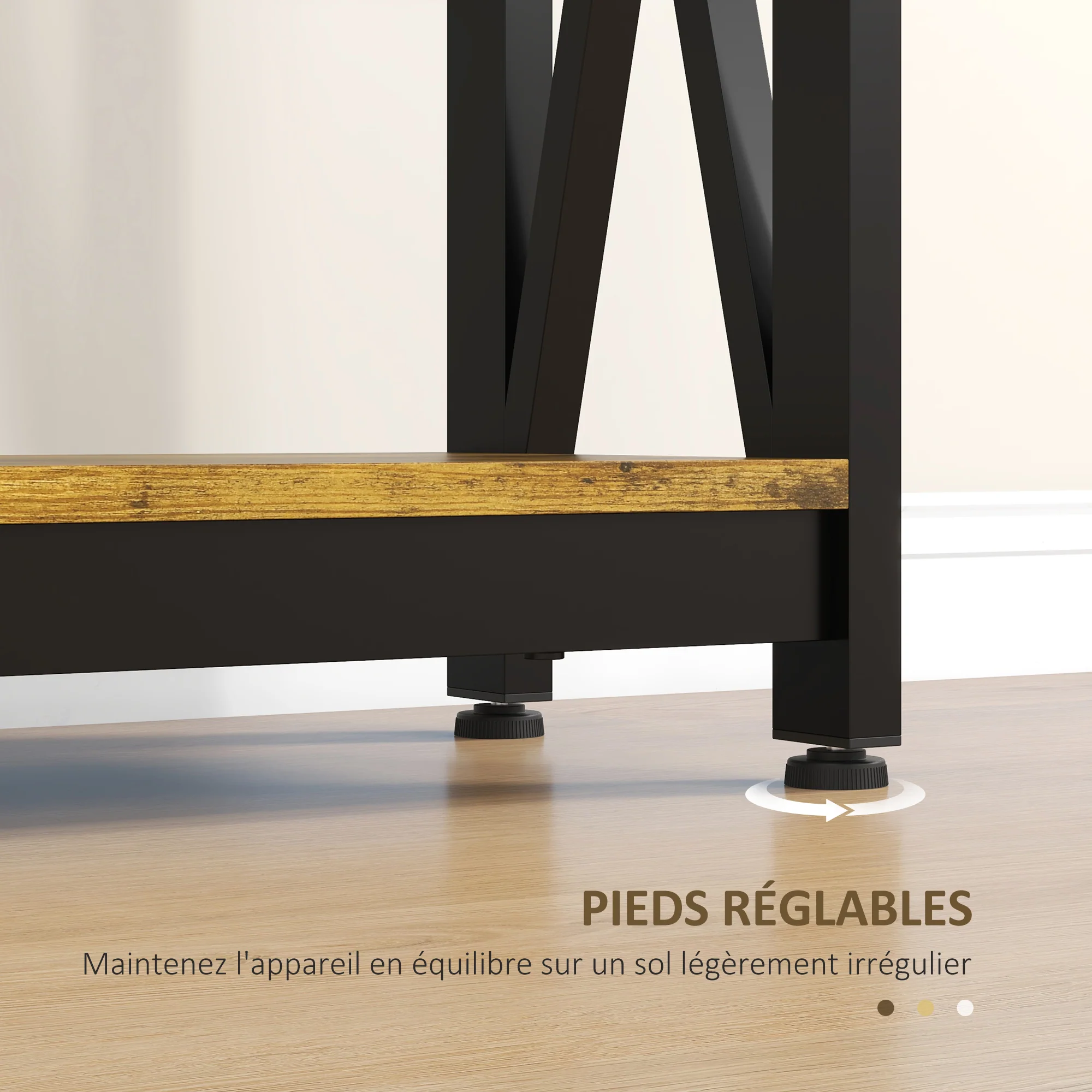 Table console avec multiprise, table de canapé avec 2 étagères, table d'entrée étroite pour salon, chambre, couloir, 100 x 24 x 75 cm, style industriel, marron rustique et noir - Image 8